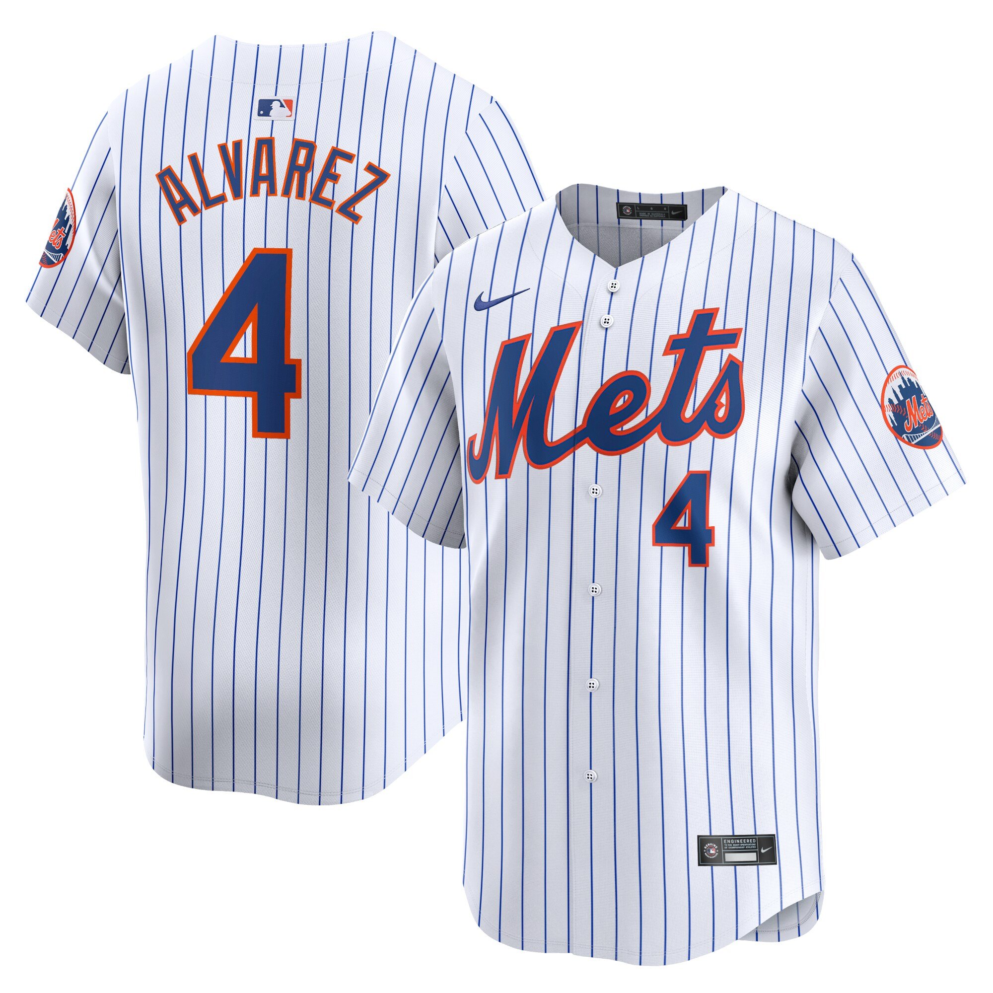 Men's New York Mets #4 Francisco Alvarez  White Home Limited Player Jersey