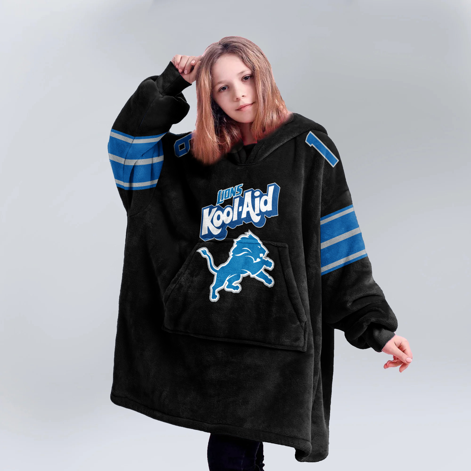 Adult 16 Detroit Lions Football Unisex Blanket Hoodie