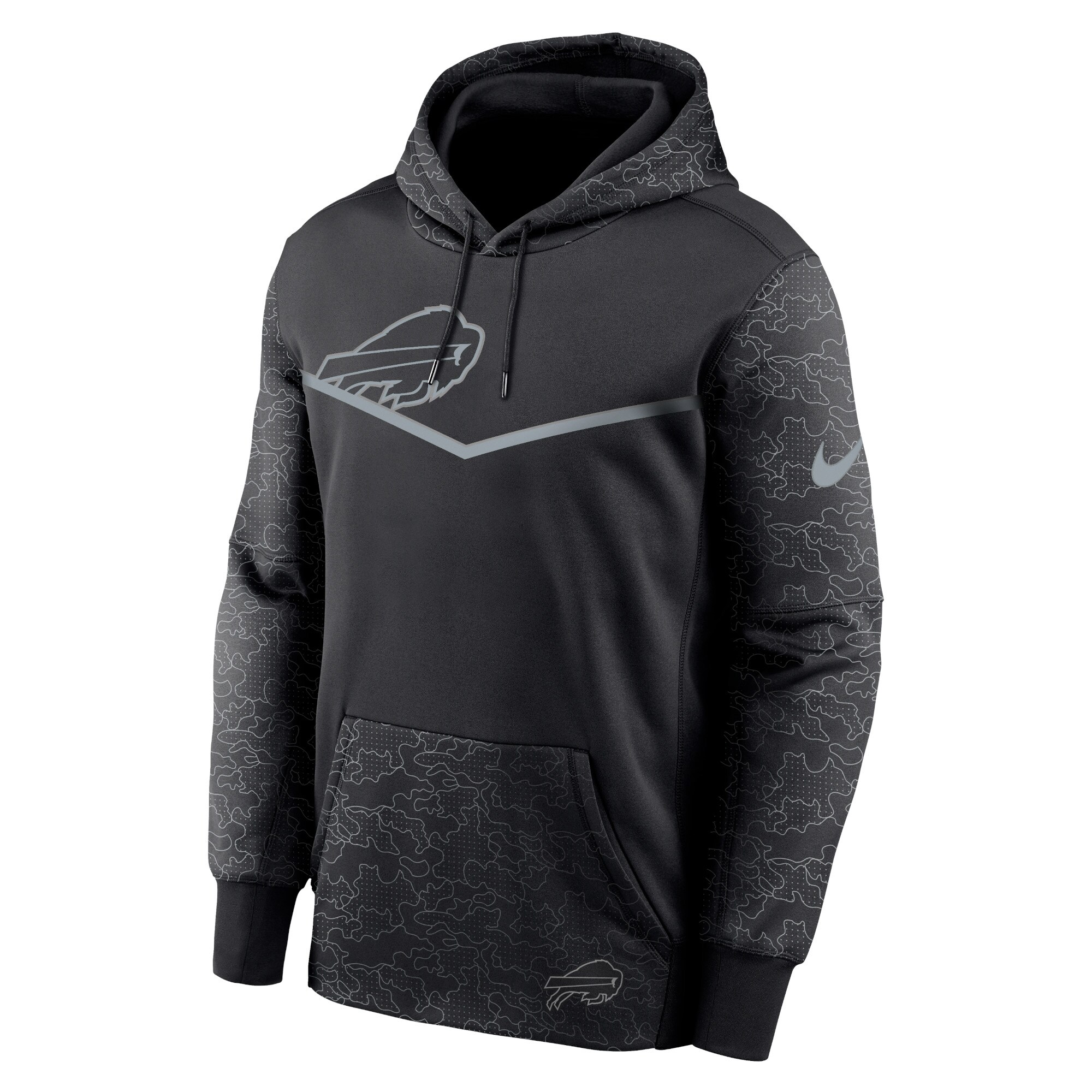 Buffalo Bills RFLCTV Chevron Pullover Hoodie - Black