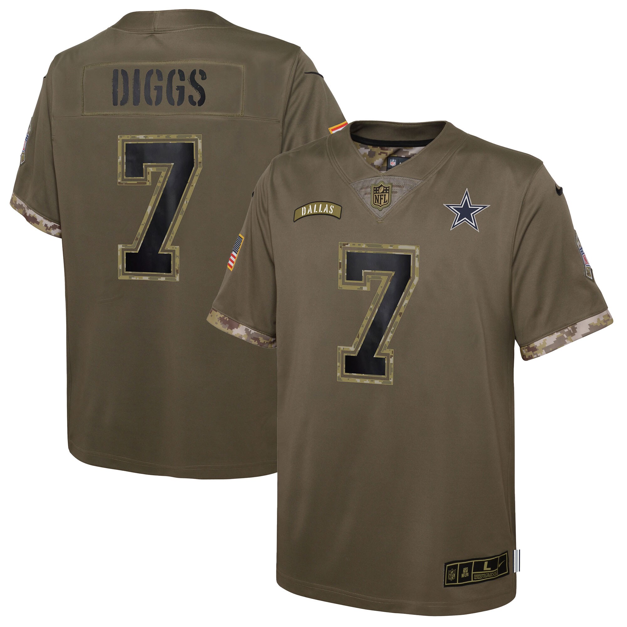 Trevon Diggs Dallas Cowboys  Youth 2022 Salute To Service Player Limited Jersey - Olive