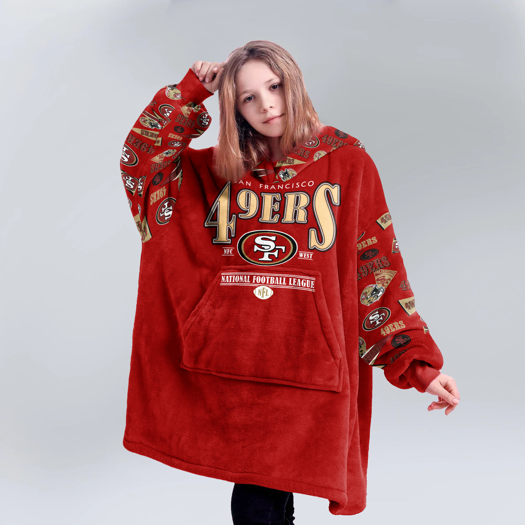 Adult San Francisco 49ers Football Unisex Blanket Hoodie