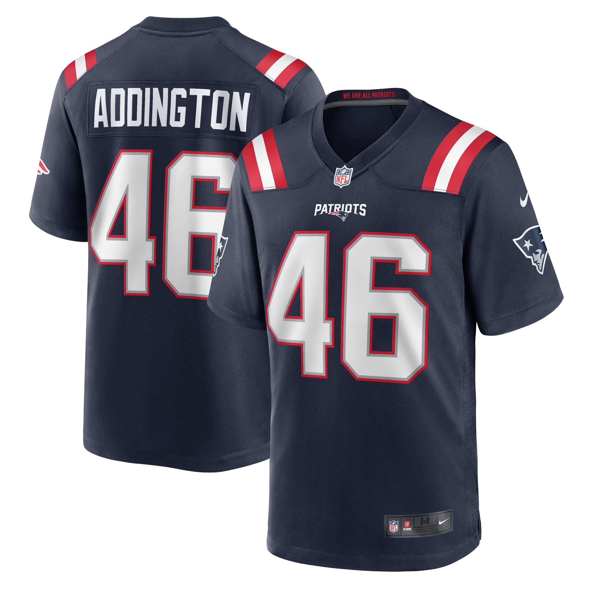 Tucker Addington New England Patriots  Home Game Player Jersey - Navy