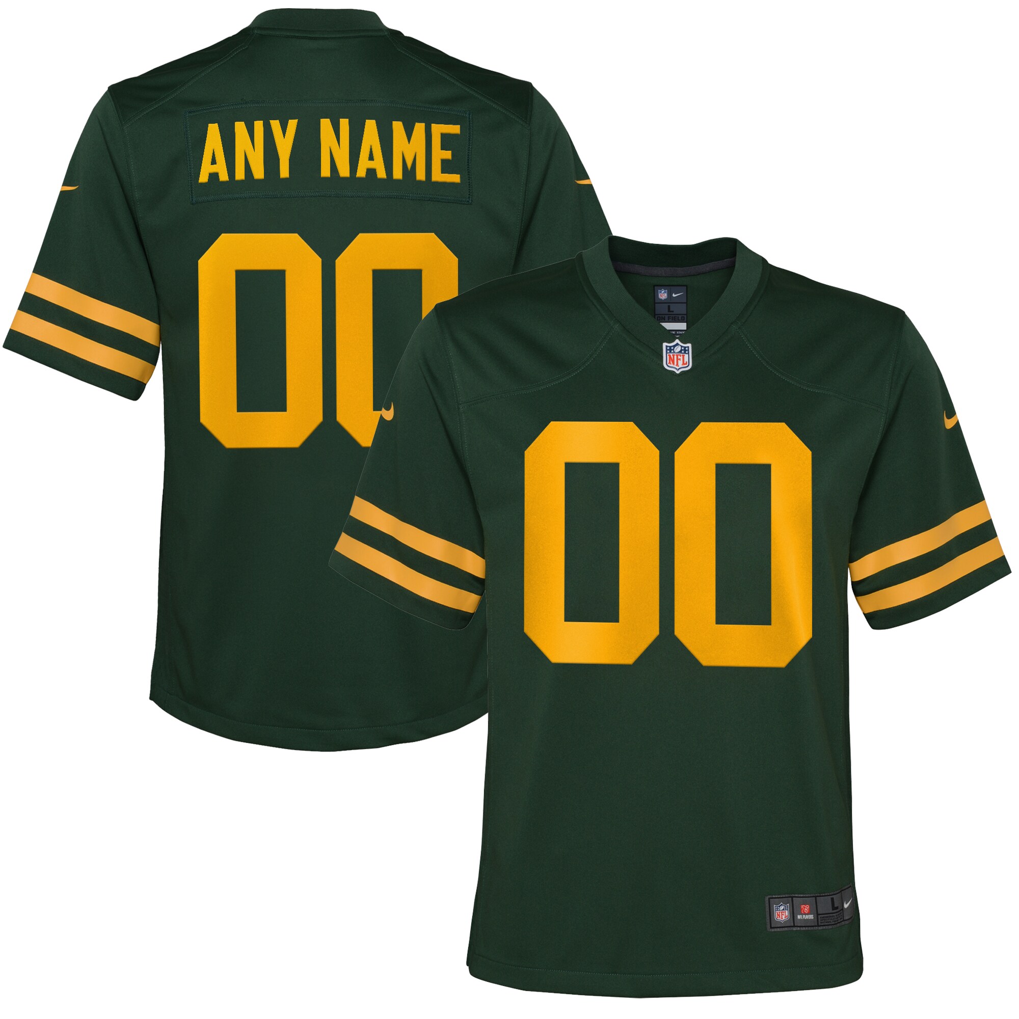 Green Bay Packers  Youth Alternate Custom Jersey - Green