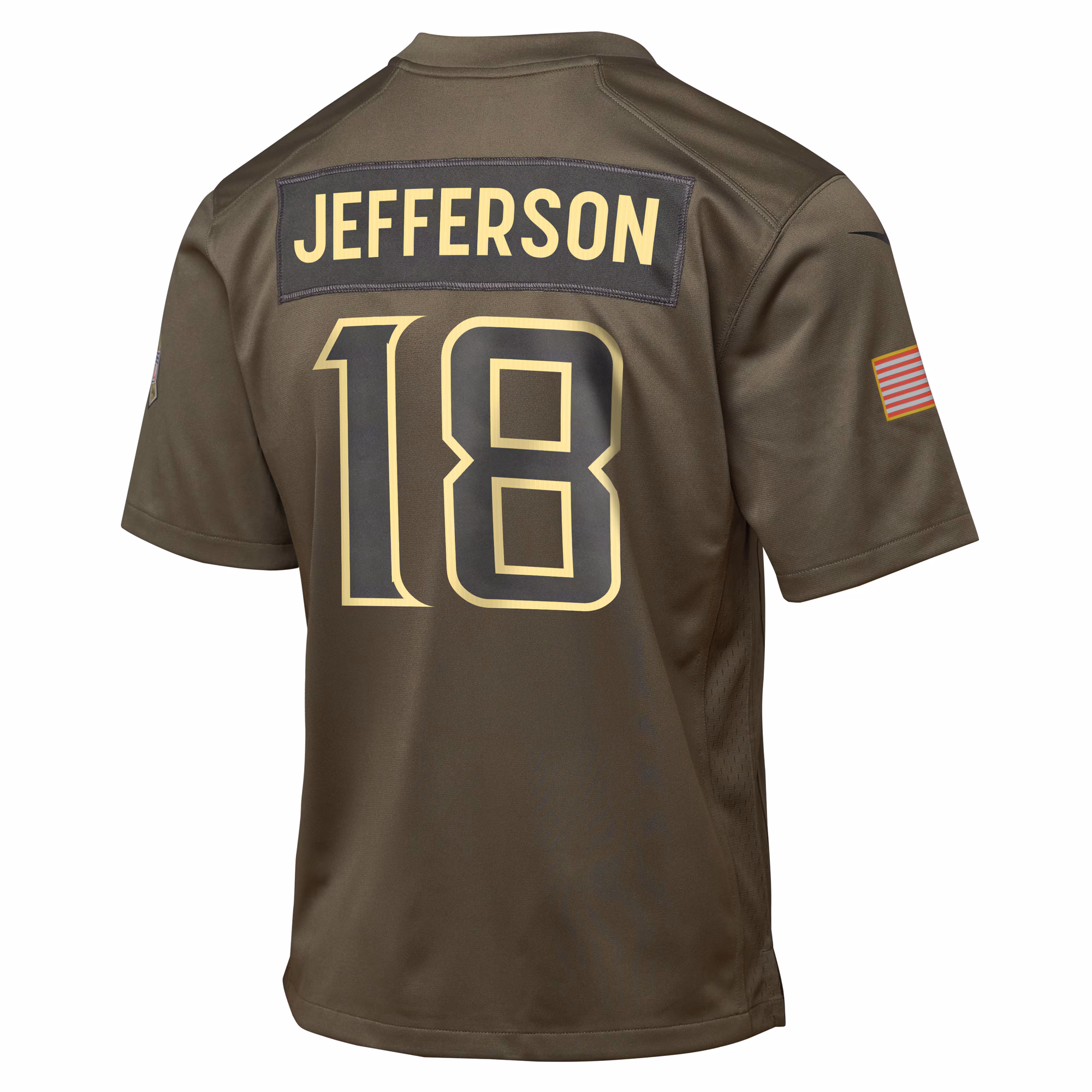 Youth Minnesota Vikings Justin Jefferson Olive 2025 Salute to Service Game Jersey