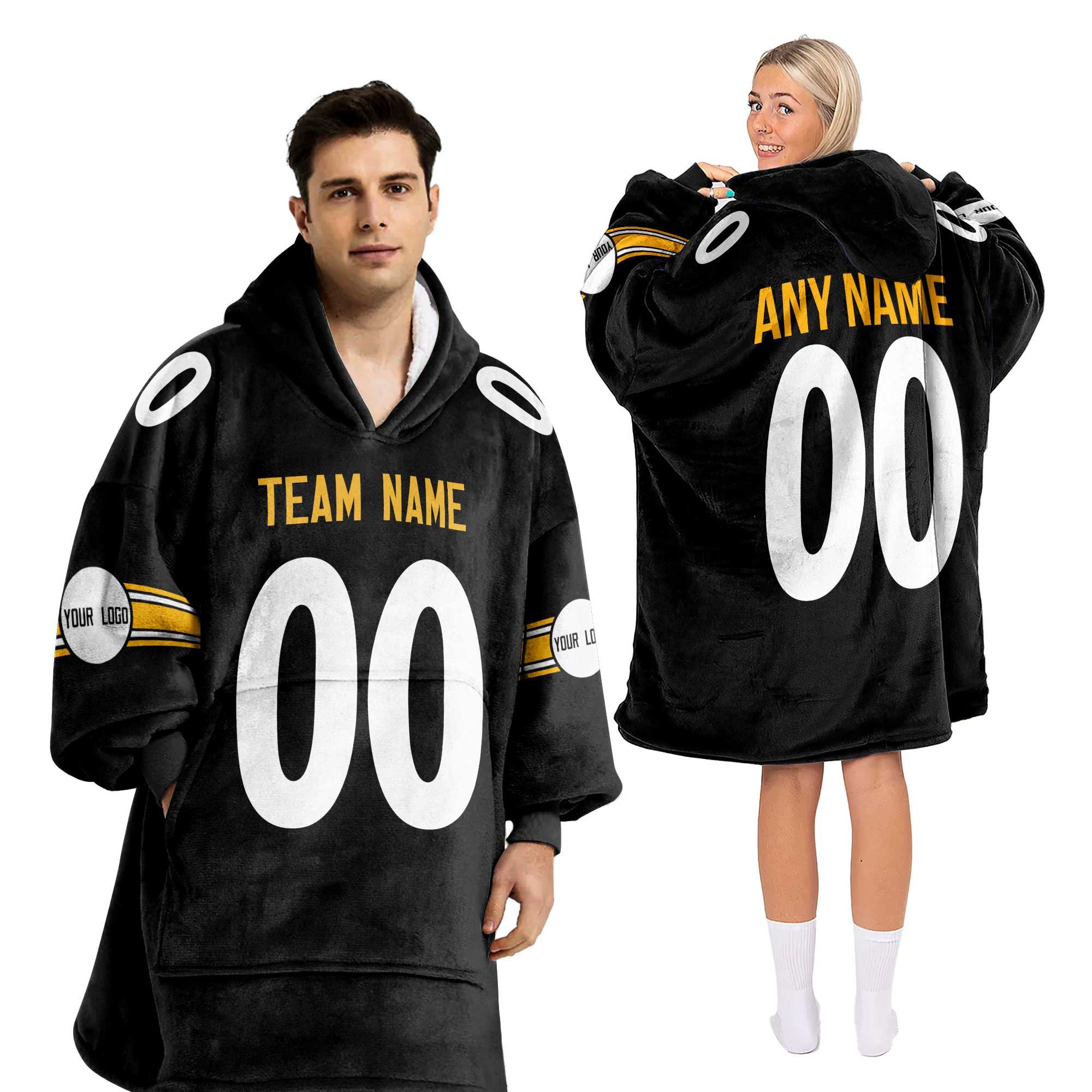 Adult Custom Blanket Hoodie Pittburgh Inspired Color
