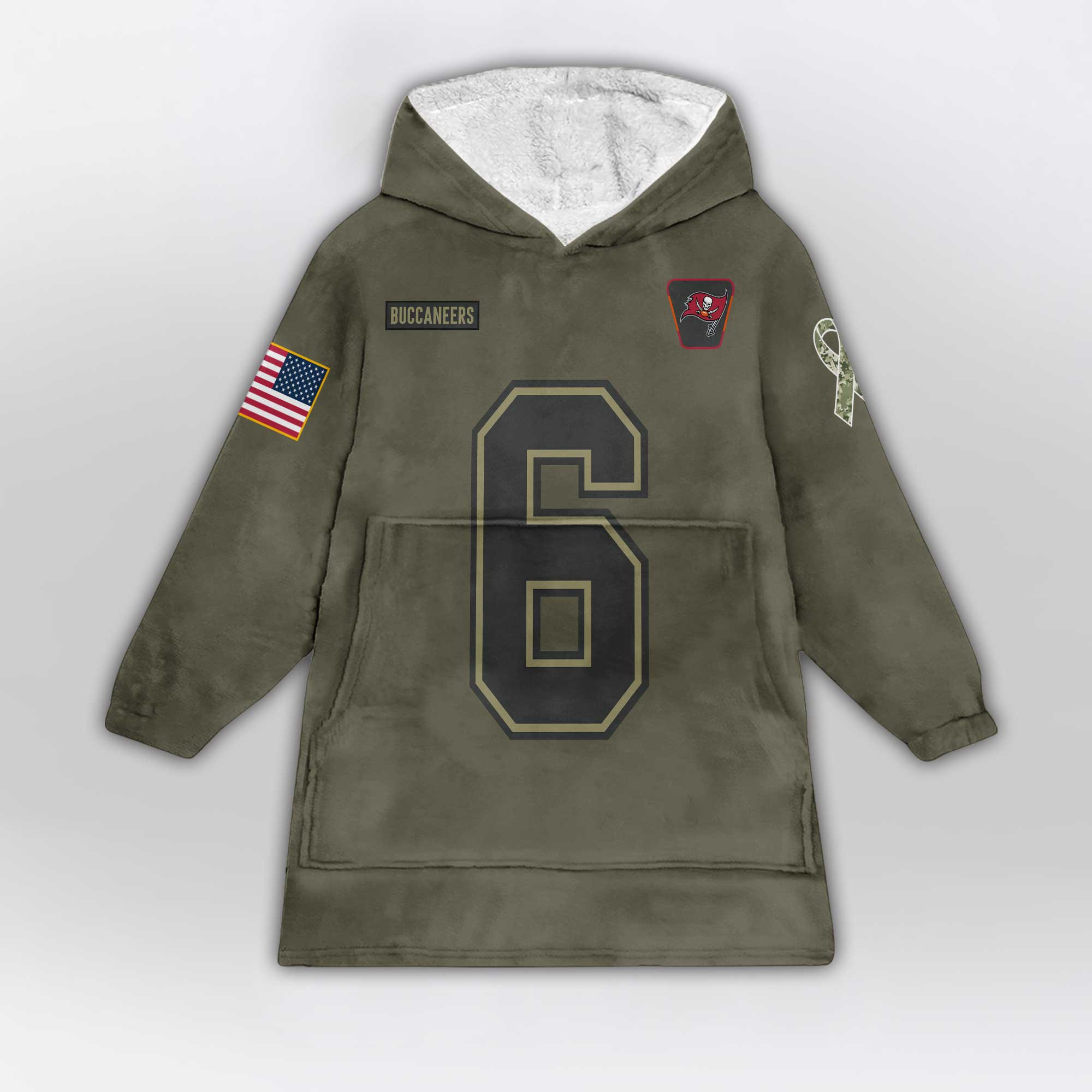 Kid B.M 6 Tampa Bay Football Blanket Hoodie – Olive Salute to Service