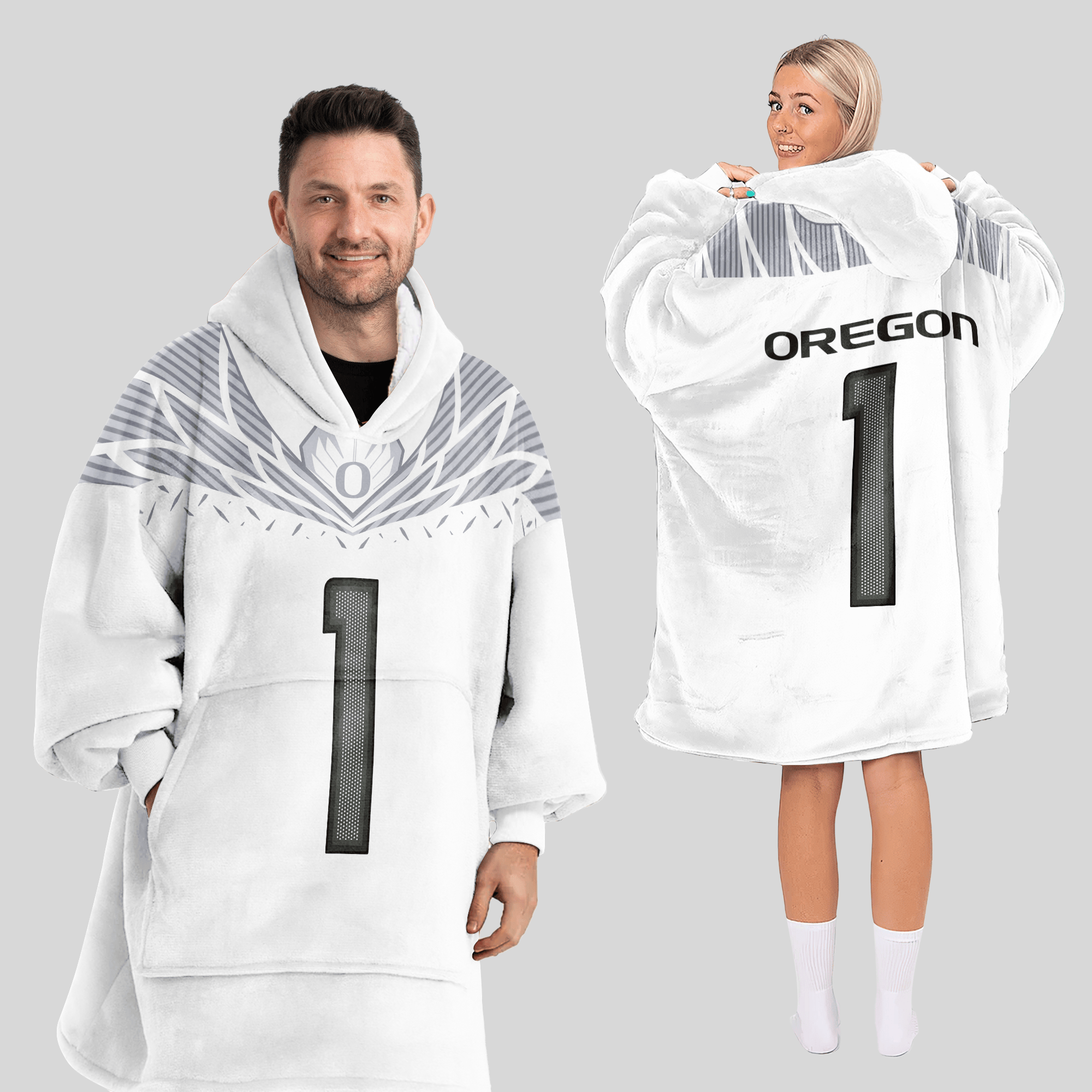 Adult #1 Oregon Football Unisex Blanket Hoodie