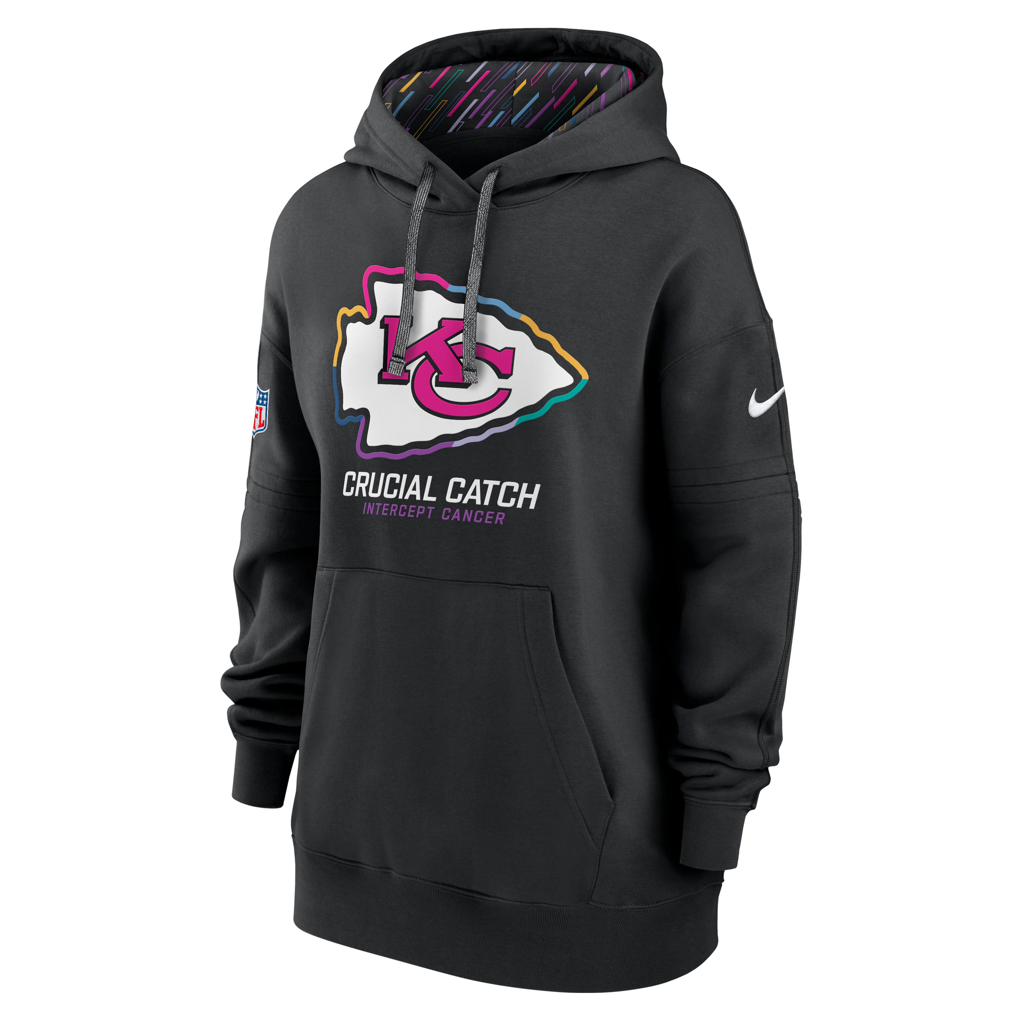 Kansas City Chiefs Women's 2024 NFL Crucial Catch Club Pullover Hoodie - Black