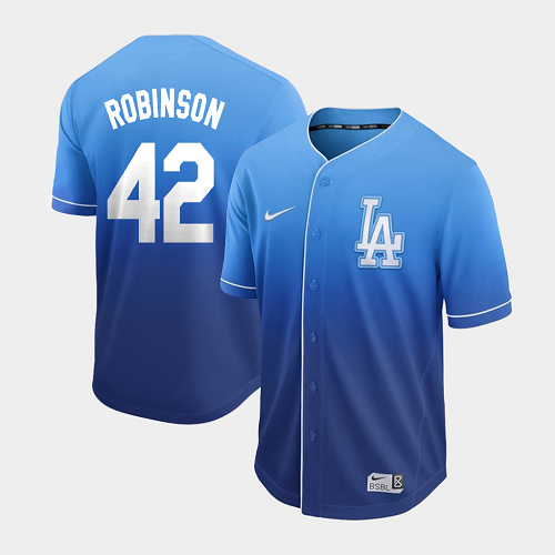 Men's  Los Angeles Dodgers #42 Jackie Robinson Royal Fade MLB Jersey