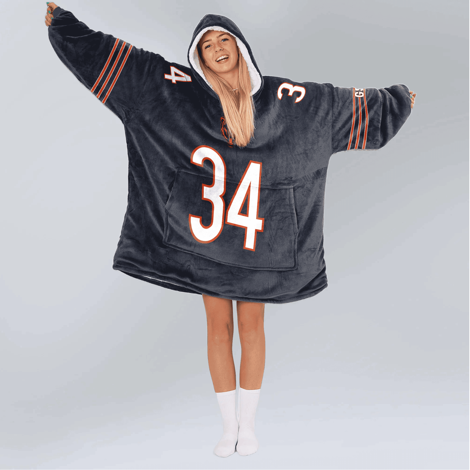 Adult 34 Chicago Football Unisex Blanket Hoodie