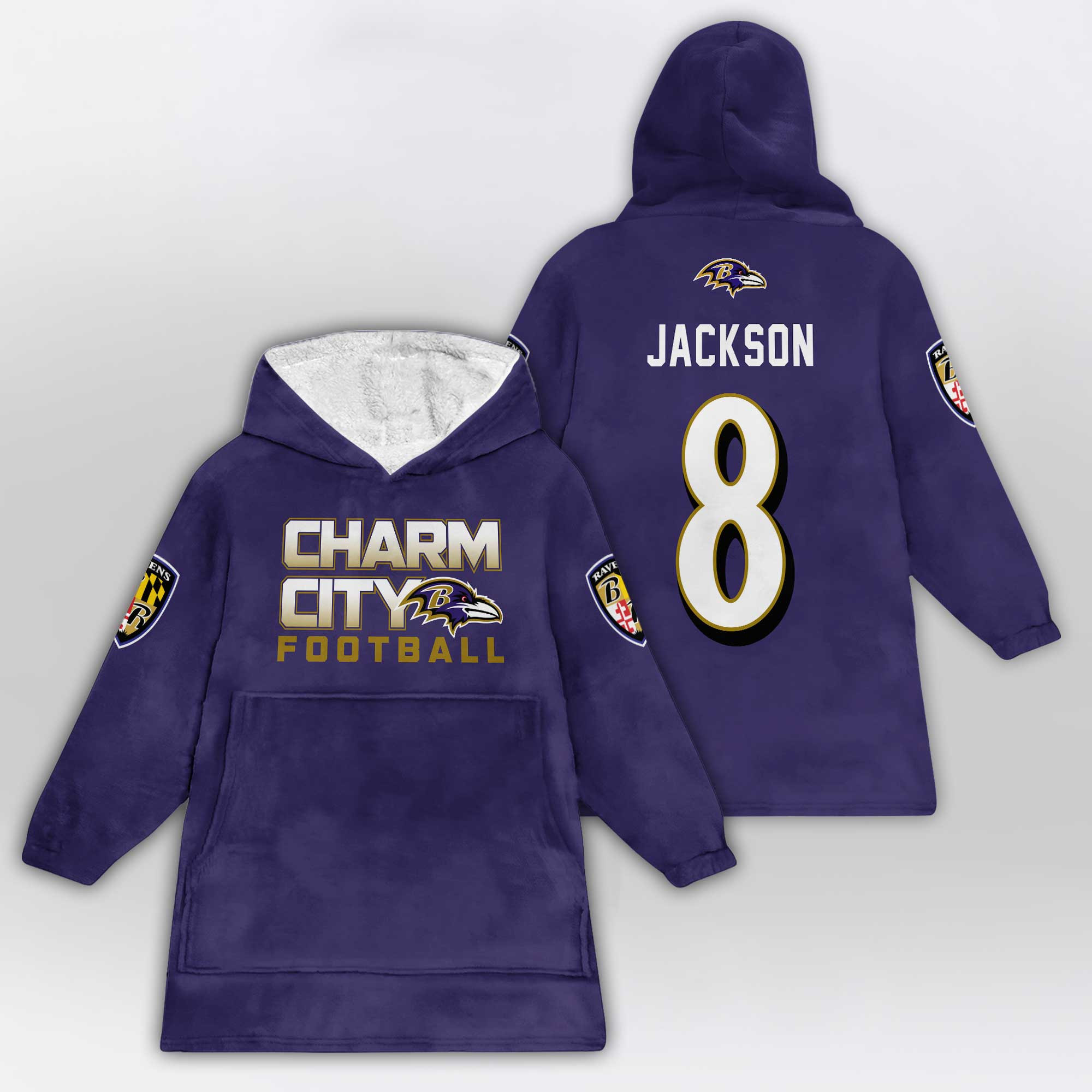 Kid 8 Baltimore Football Unisex Blanket Hoodie