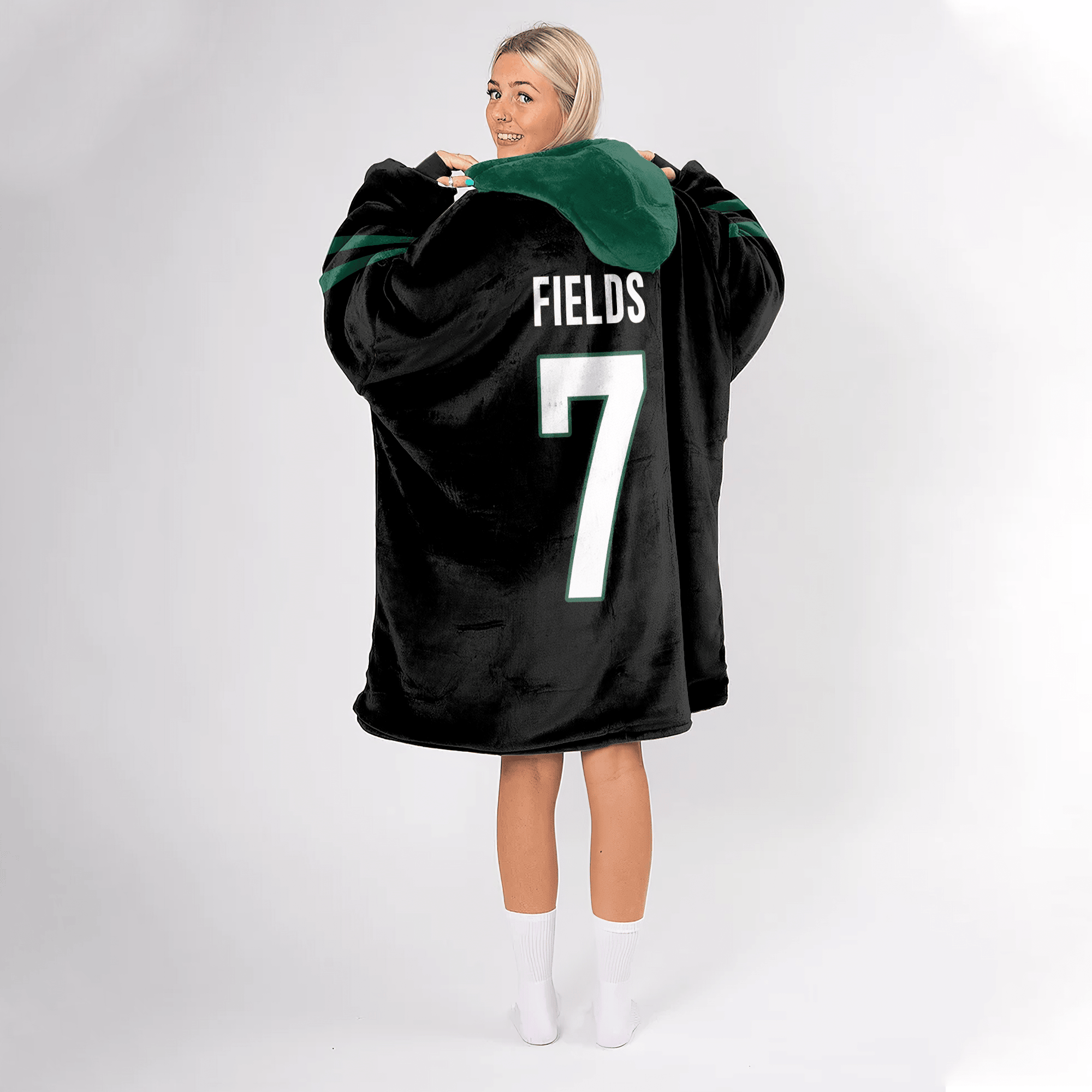Adult J.F 7 New York J Football Unisex Blanket Hoodie