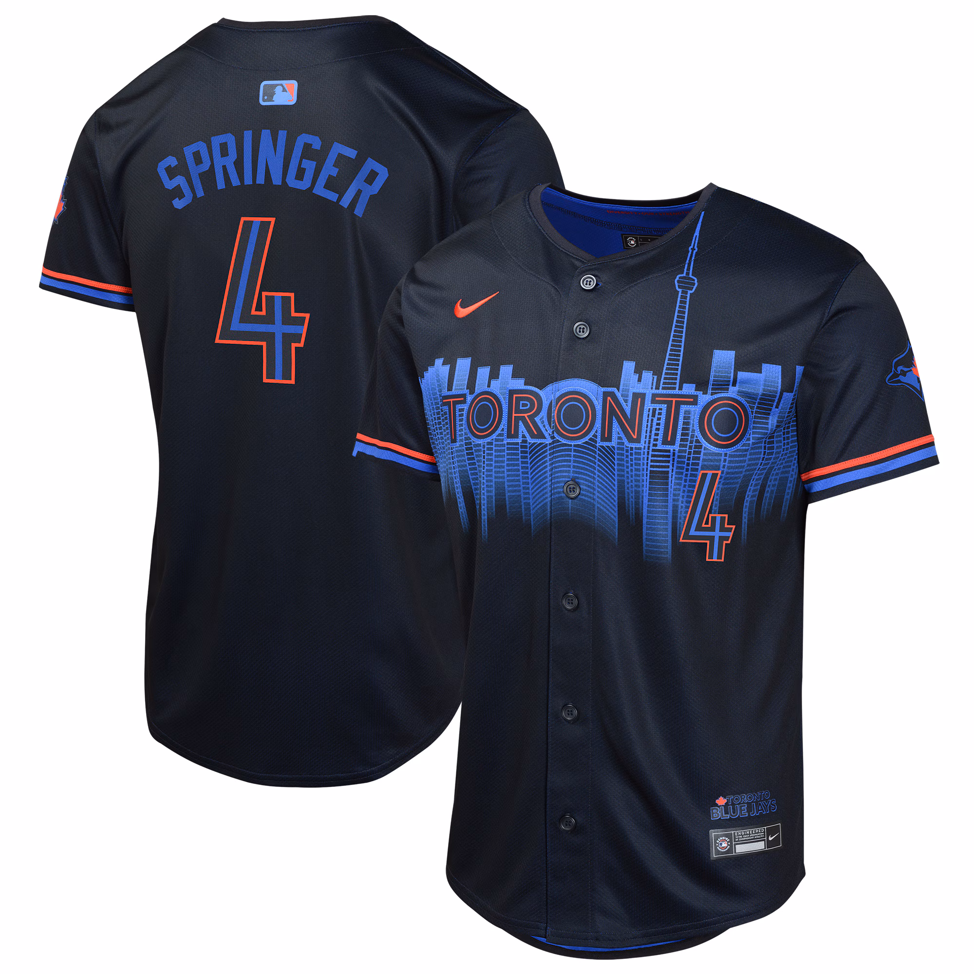 George Springer #4 Toronto Blue Jays Youth 2024 City Connect Limited Player Jersey - Navy