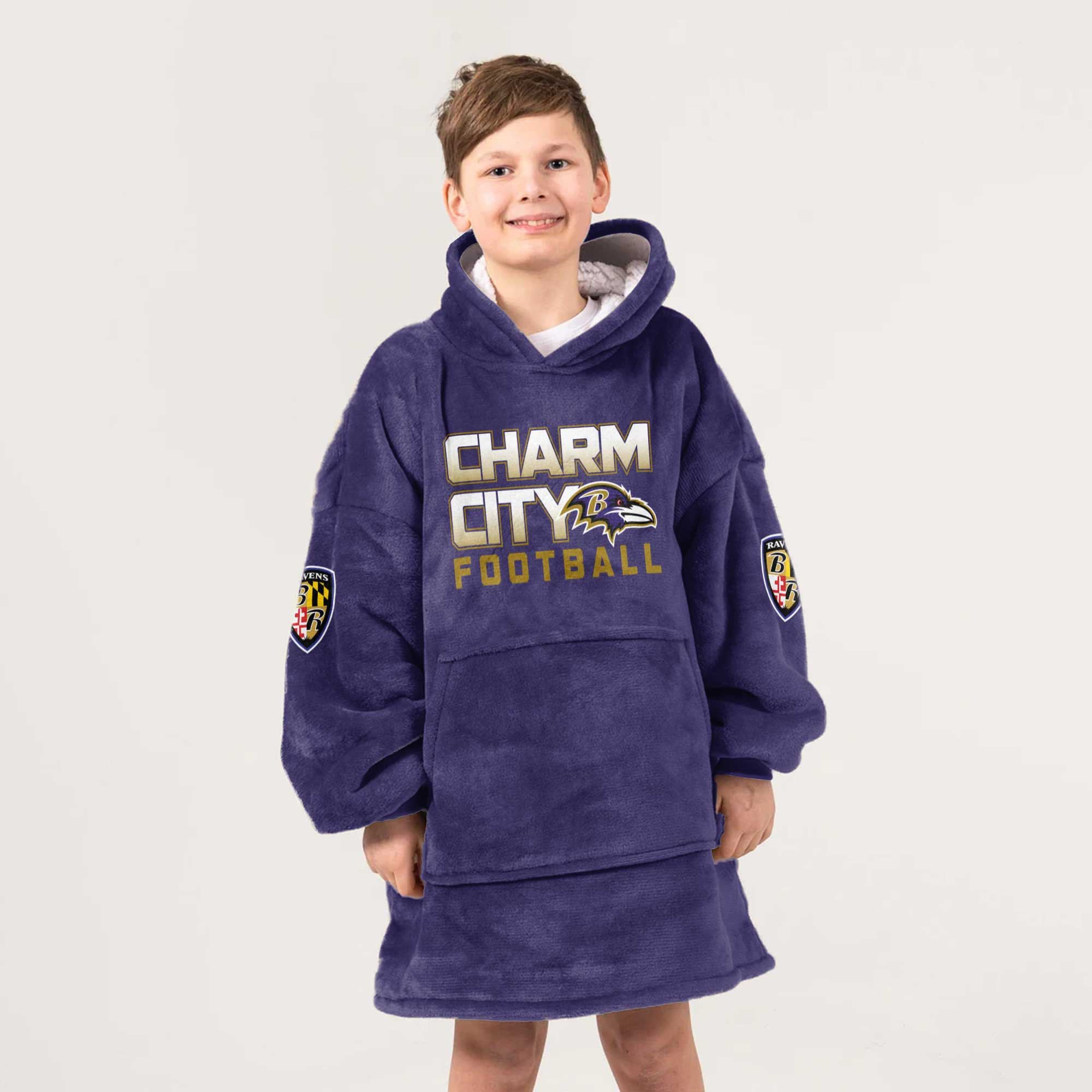 Kid 8 Baltimore Football Unisex Blanket Hoodie