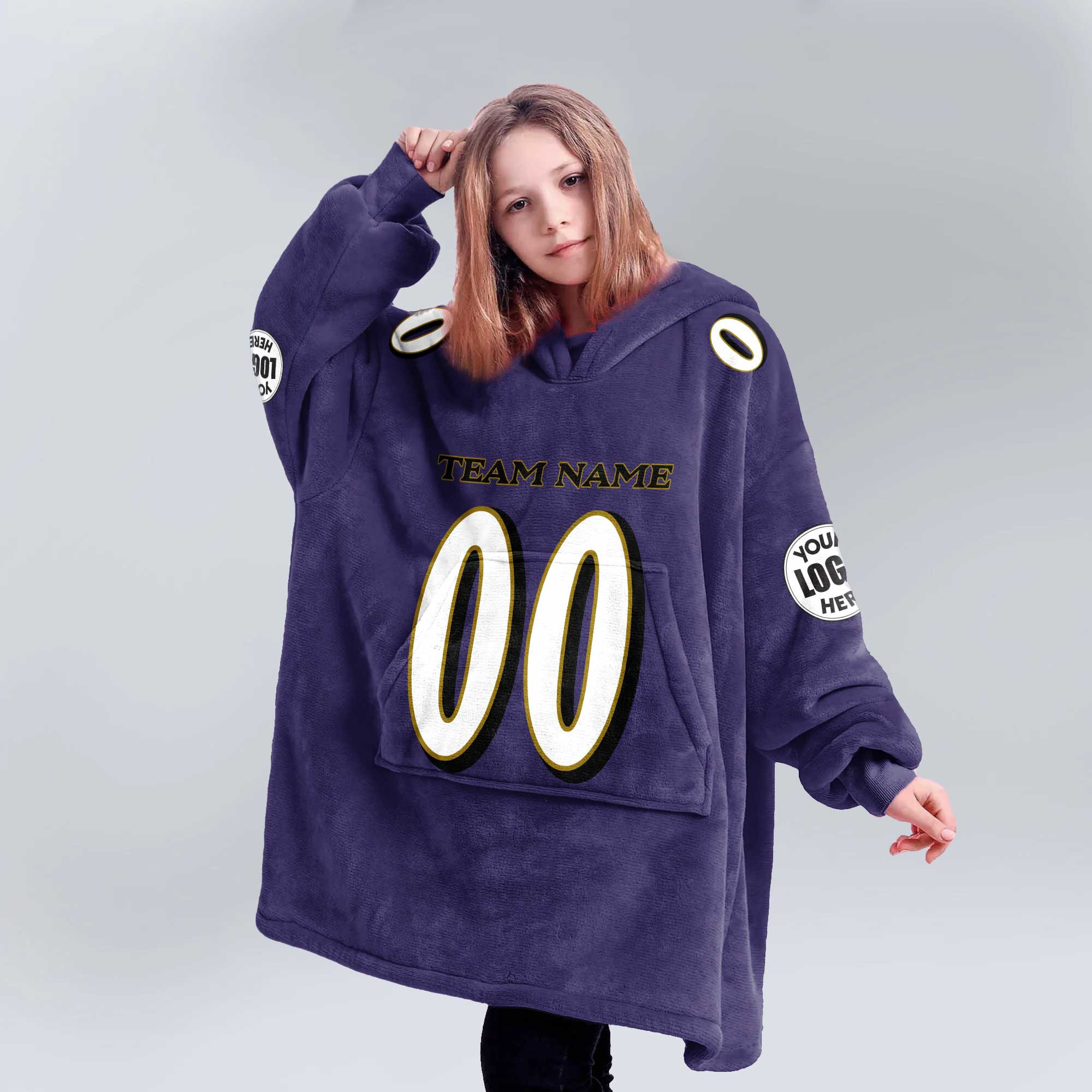 Adult Custom Blanket Hoodie Baltimore Inspired Color