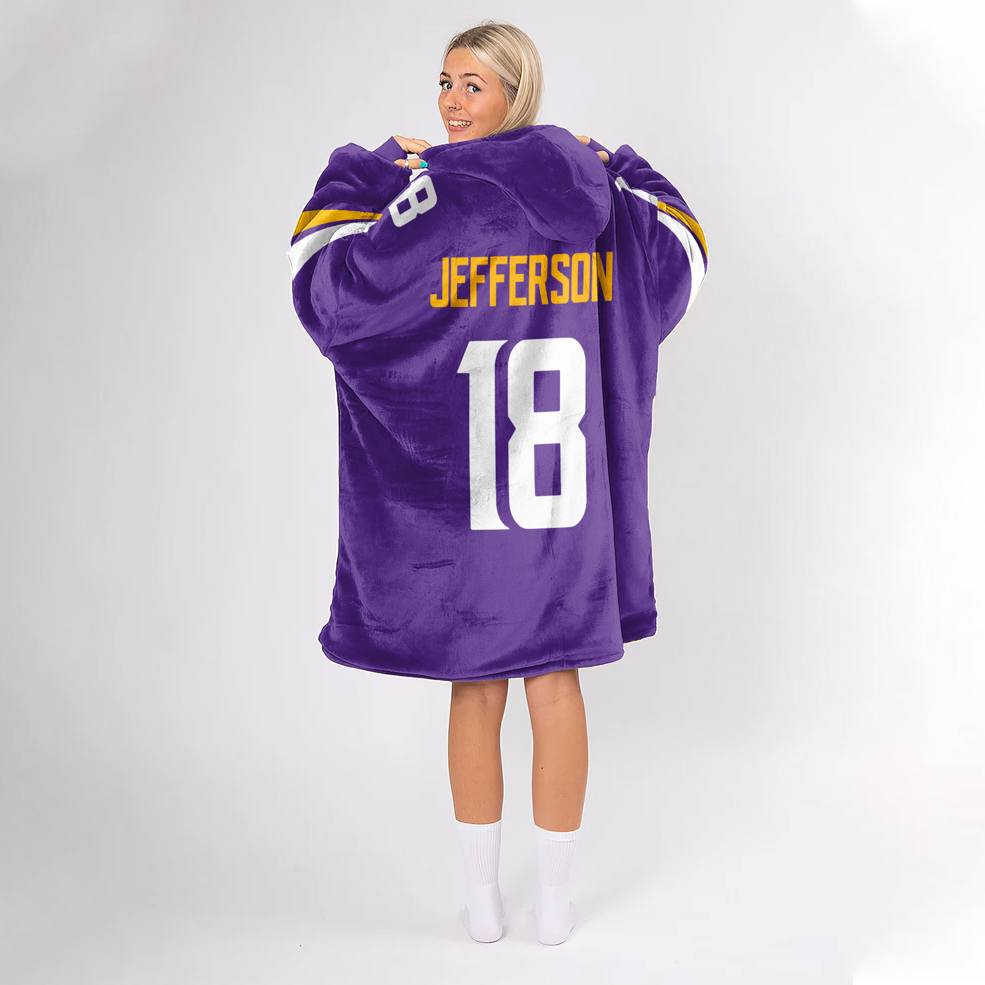 Adult JJ 18 Minnesota Football Unisex Blanket Hoodie