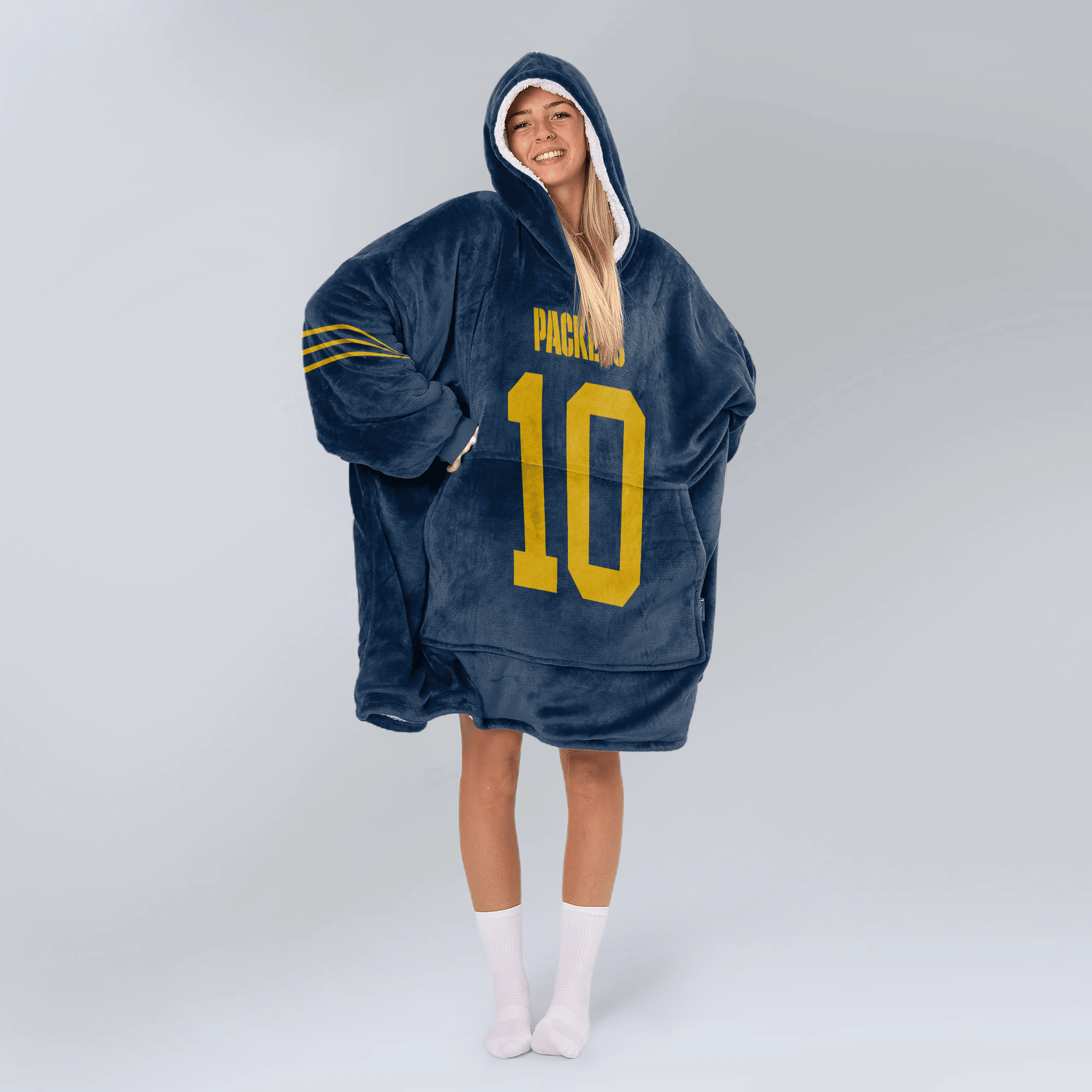 Adult J.L 10 Green Bay Football Unisex Blanket Hoodie