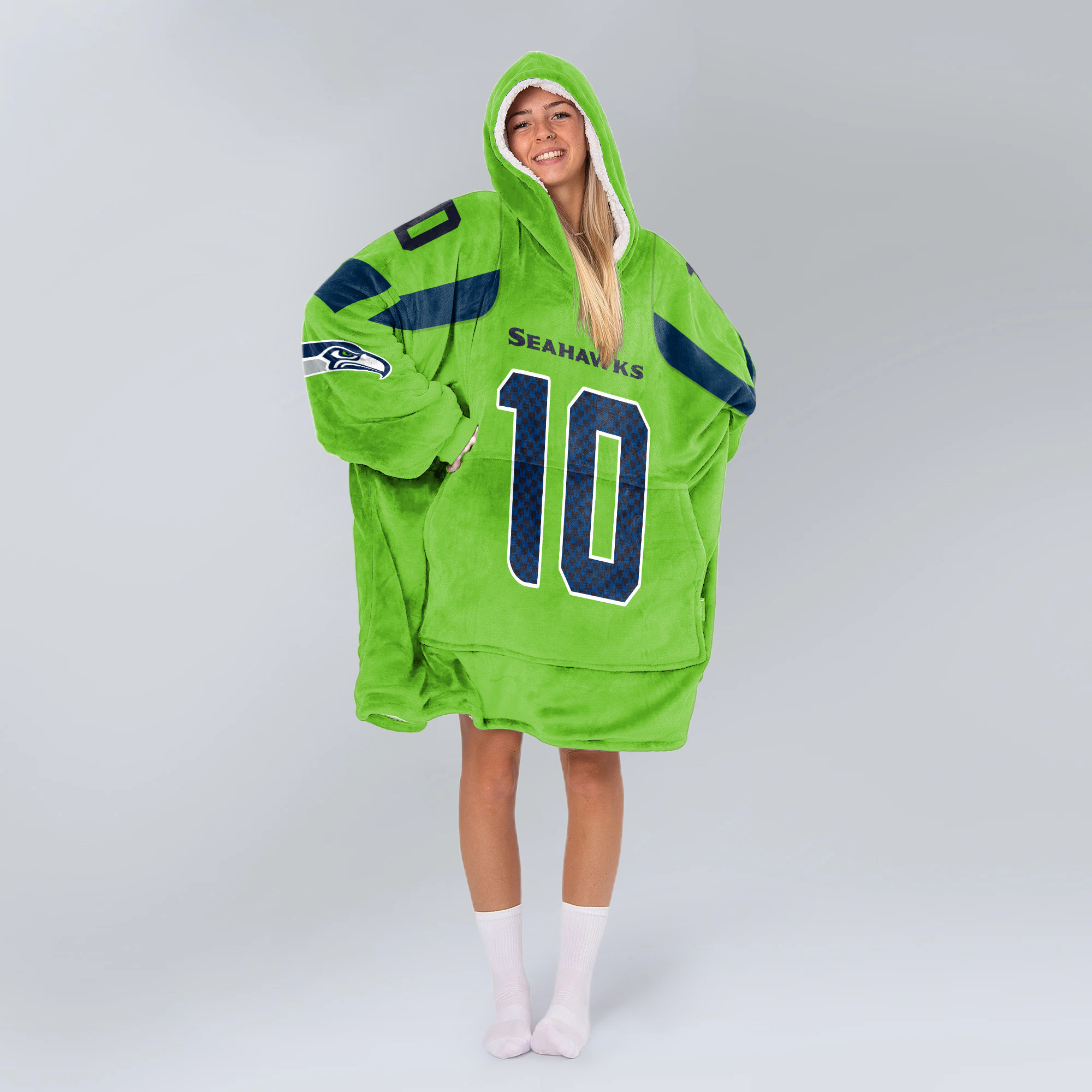 Adult 10 Seattle Football Unisex Blanket Hoodie