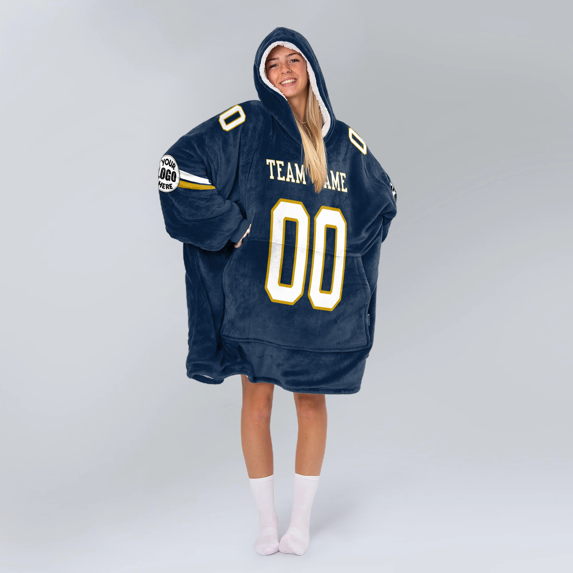 Adult Custom Blanket Hoodie Notre Dame Inspired Color