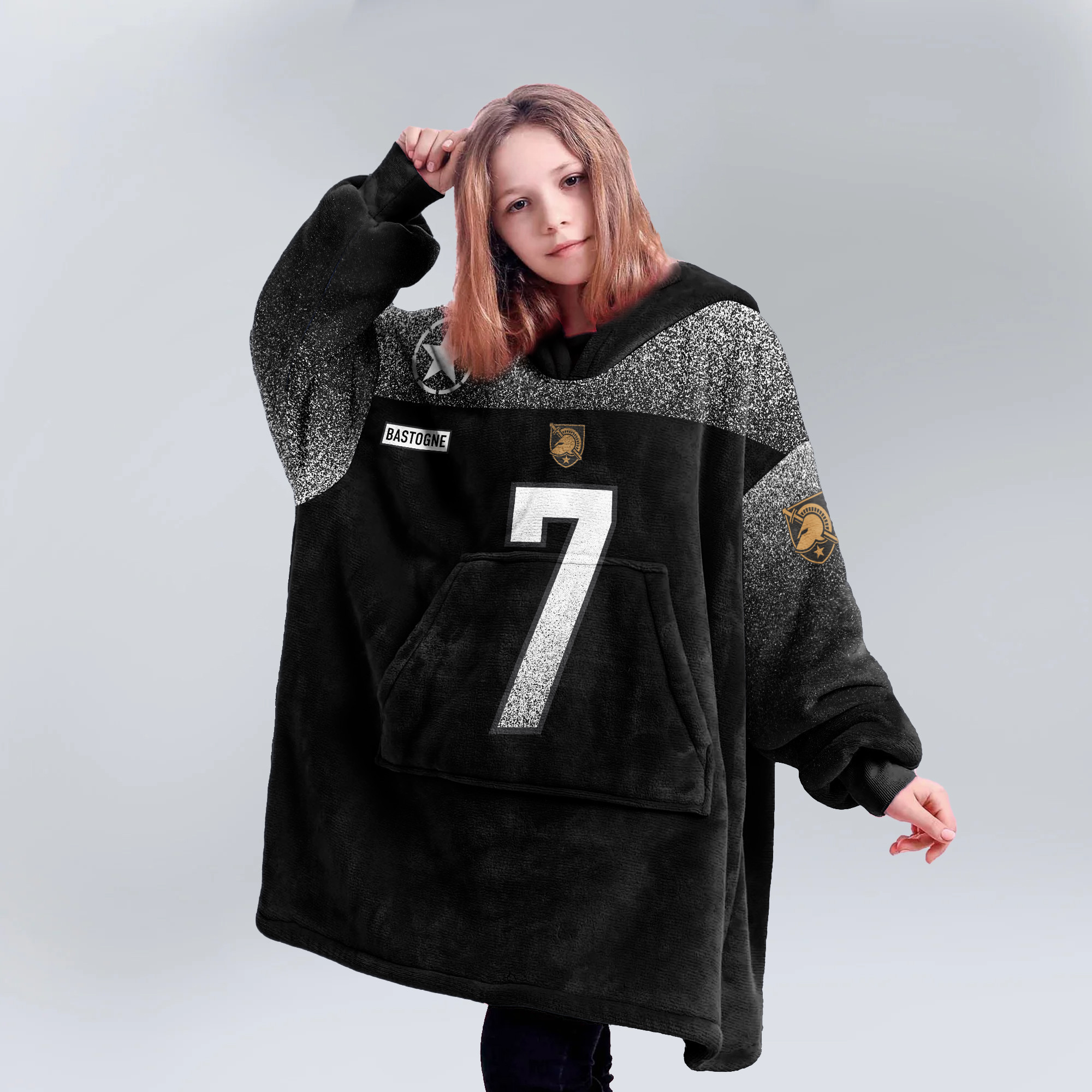 Adult #7 Army Football Unisex Blanket Hoodie