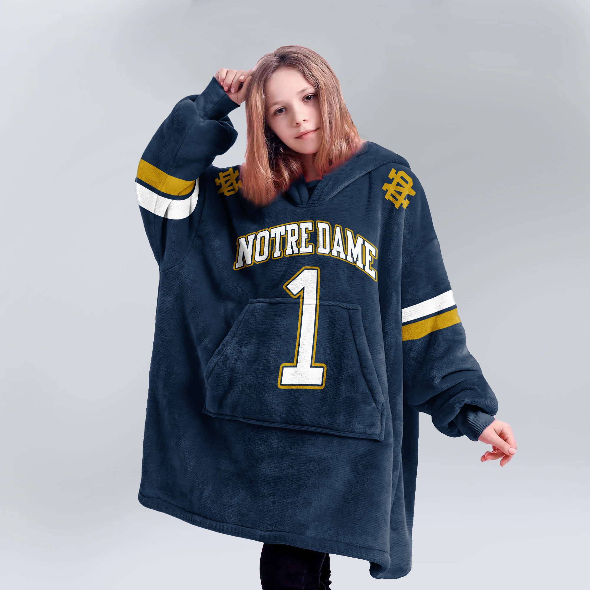 1 Notre Dame Football Unisex Blanket Hoodie