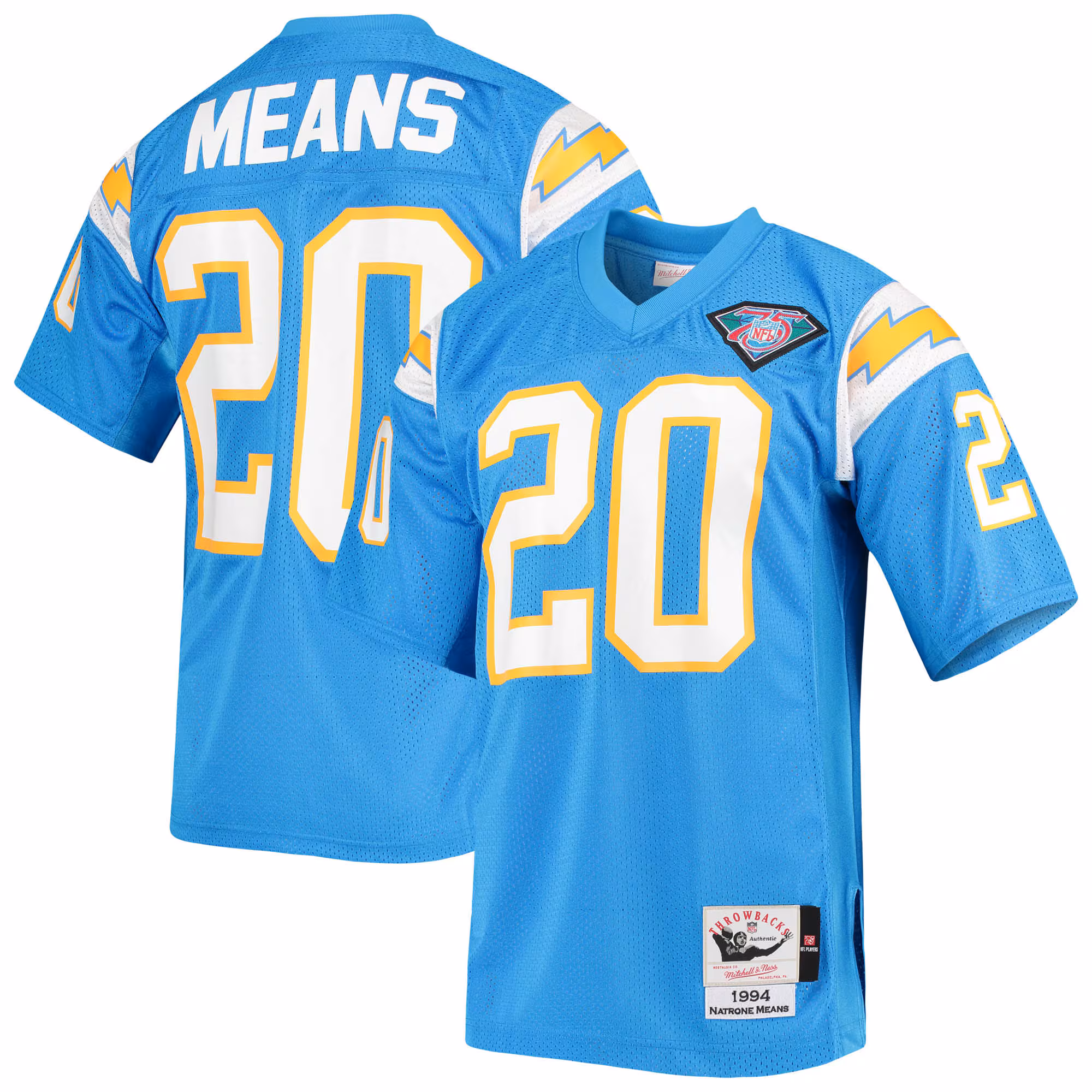 Natrone Means Los Angeles Chargers 1994 Authentic Throwback Retired Player Jersey - Powder Blue