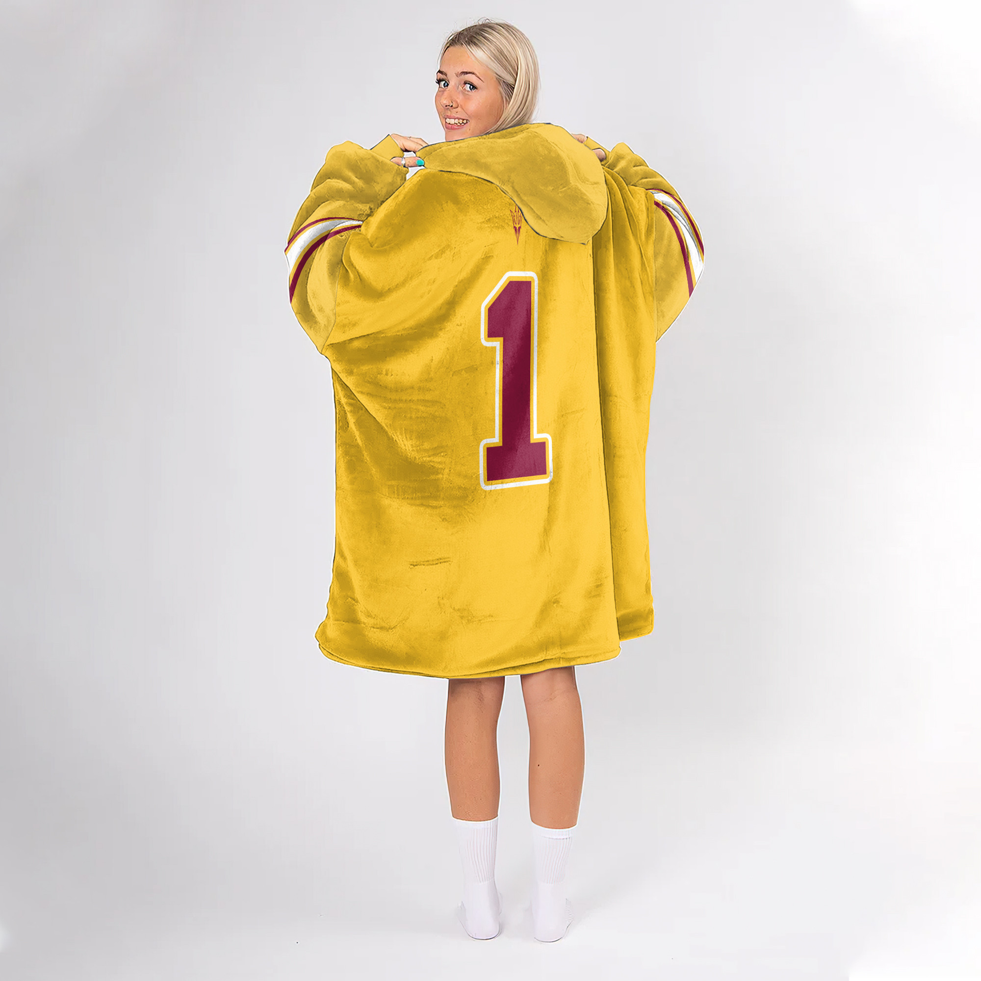 Adult #1 Arizona State Football Unisex Blanket Hoodie