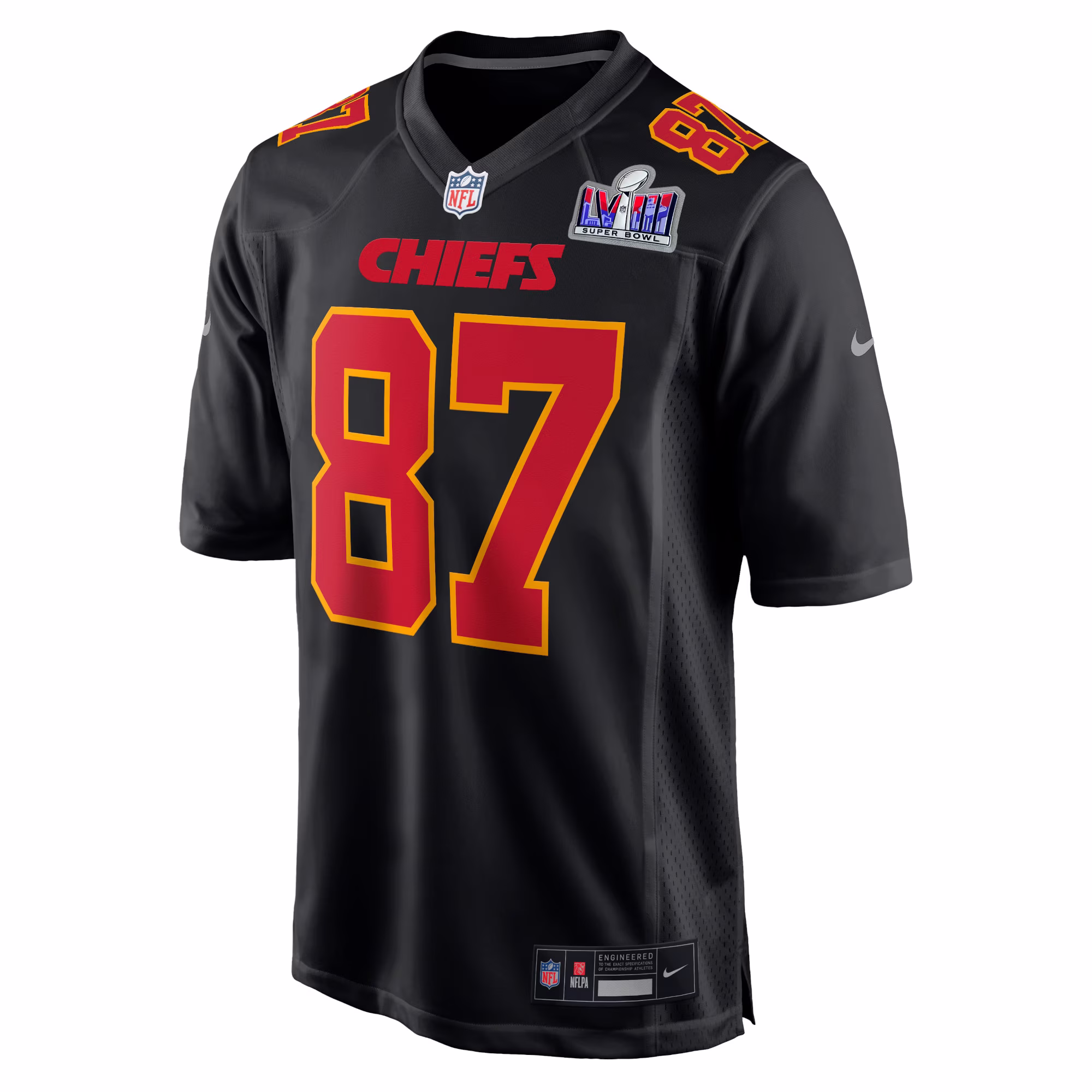 Travis Kelce Kansas City Chiefs  2023 Super Bowl LVIII Carbon Fashion Game Player Jersey - Black