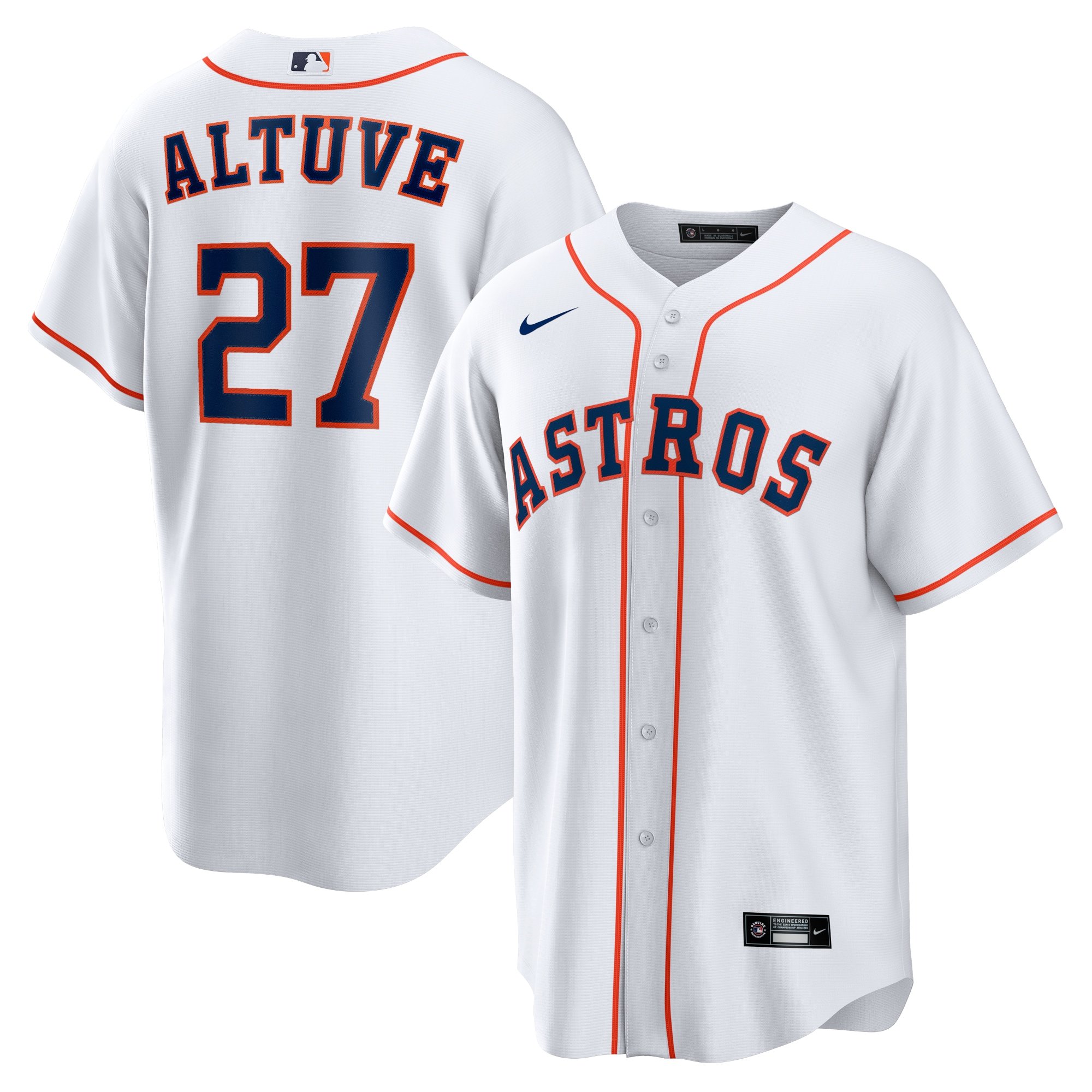 Men's Houston Astros Jose Altuve  White Home Replica Player Name Jersey