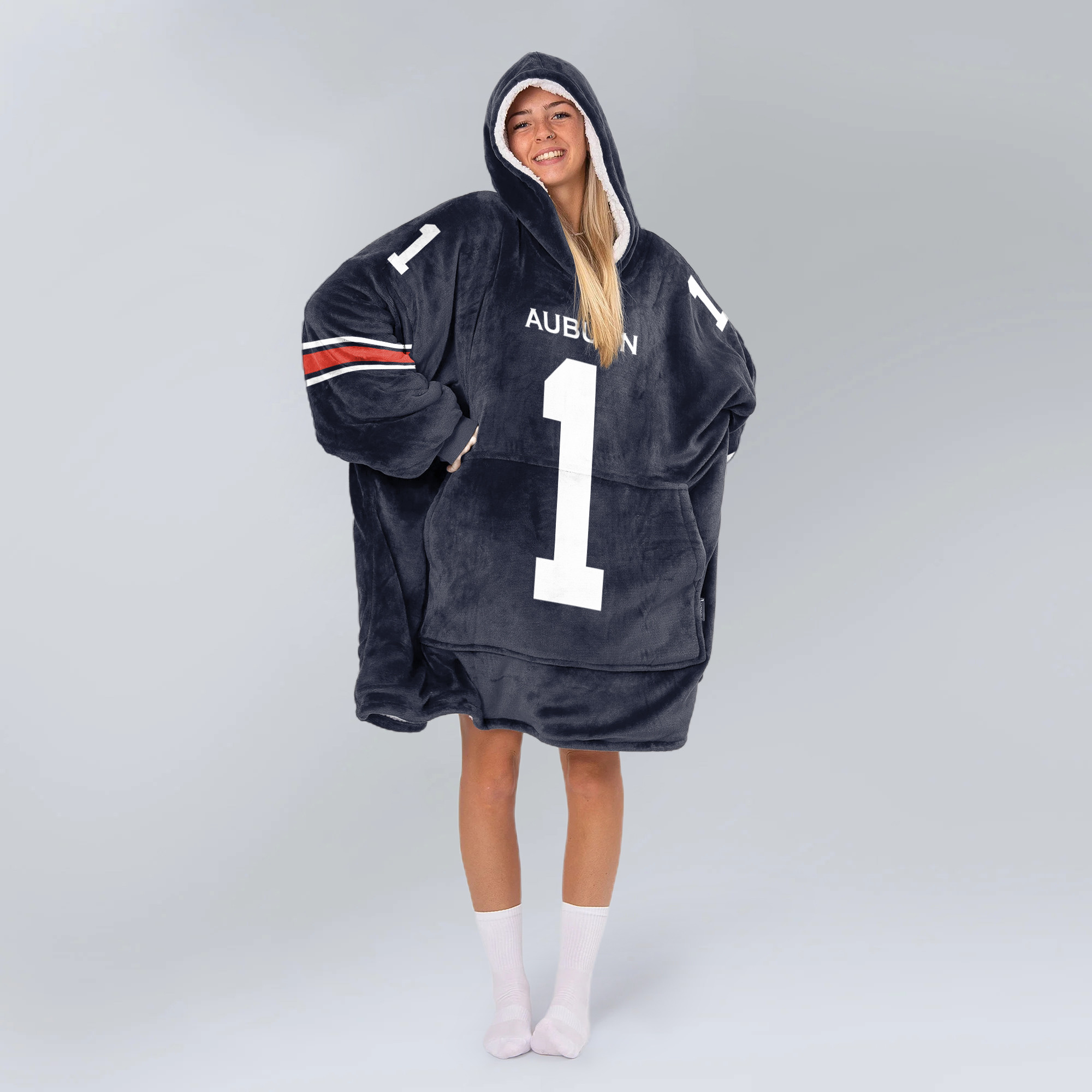 Adult #1 Auburn Football Unisex Blanket Hoodie