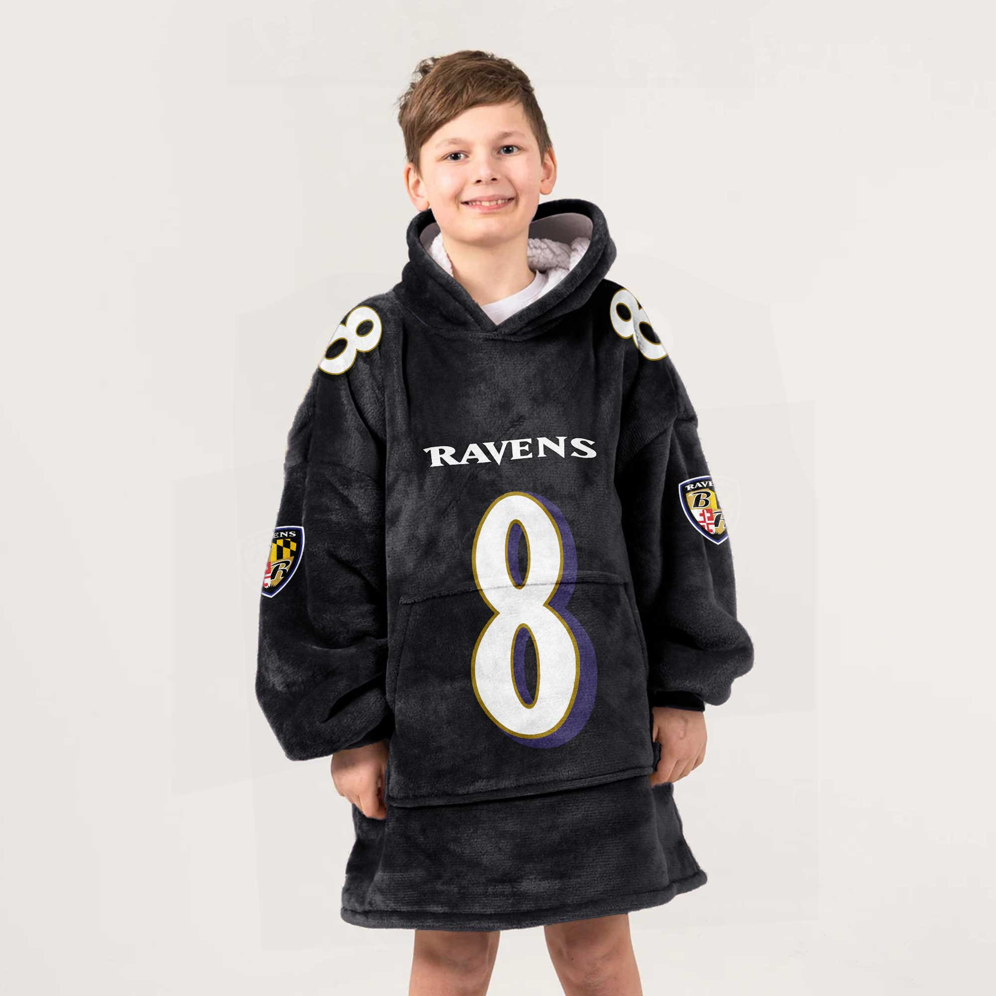 Adult 8 Baltimore Football Unisex Blanket Hoodie