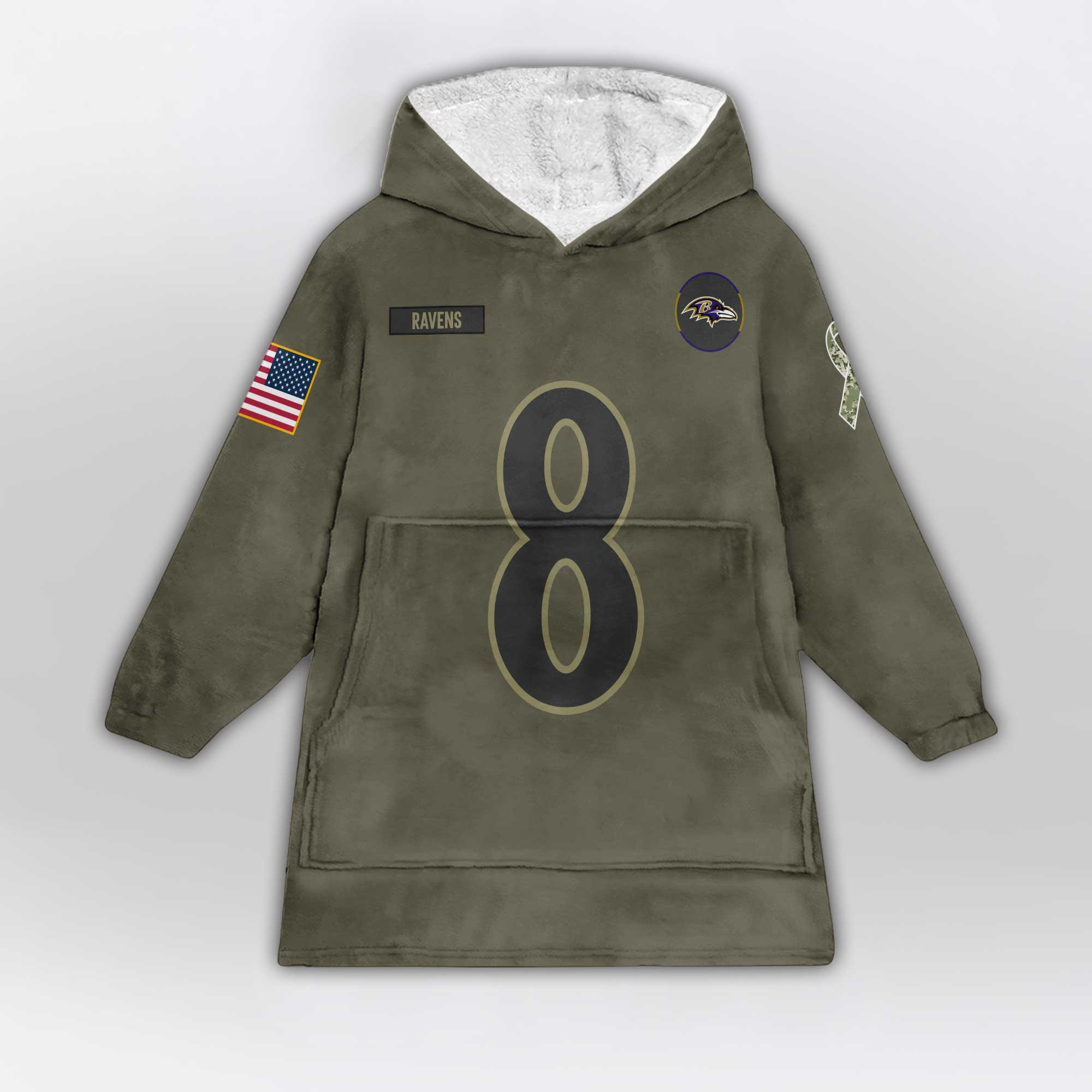 Army L.J 8 Baltimore Football Unisex Blanket Hoodie