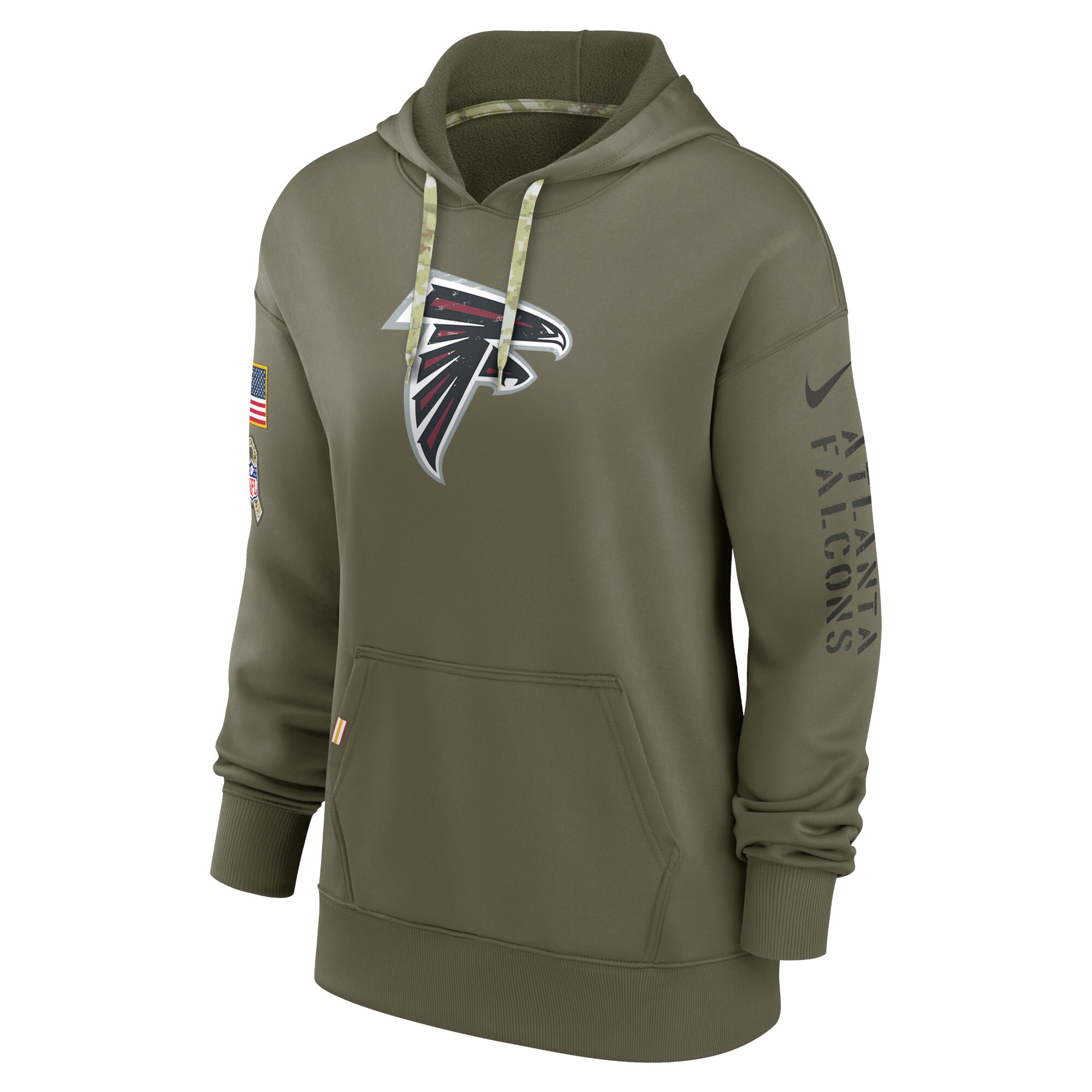 Atlanta Falcons Women's 2022 Salute To Service Performance Pullover Hoodie - Olive