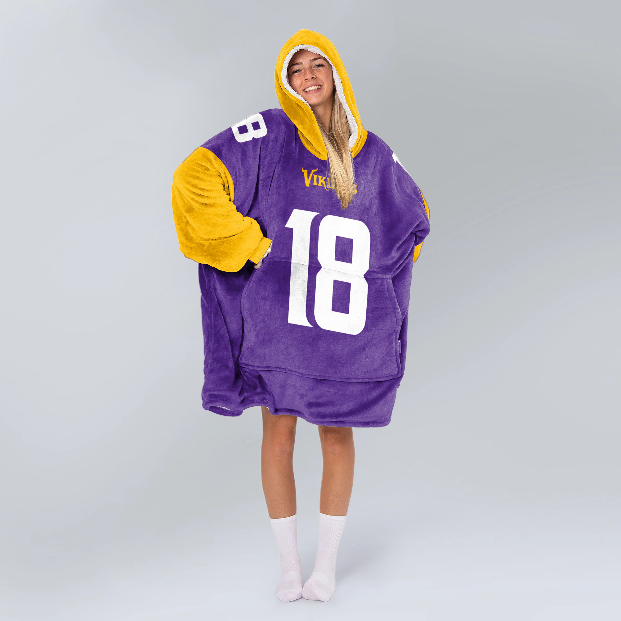 Adult JJ 18 Minnesota Football Unisex Blanket Hoodie