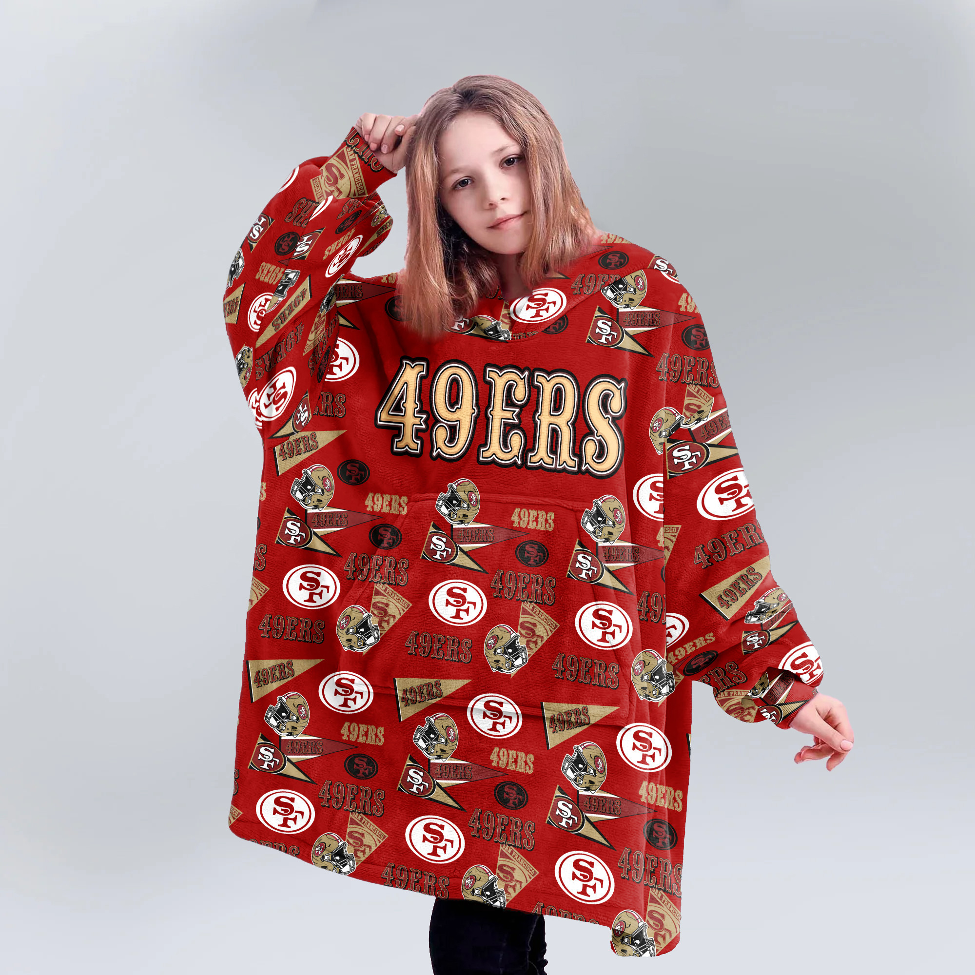 Adult San Francisco 49ers Football Unisex Blanket Hoodie