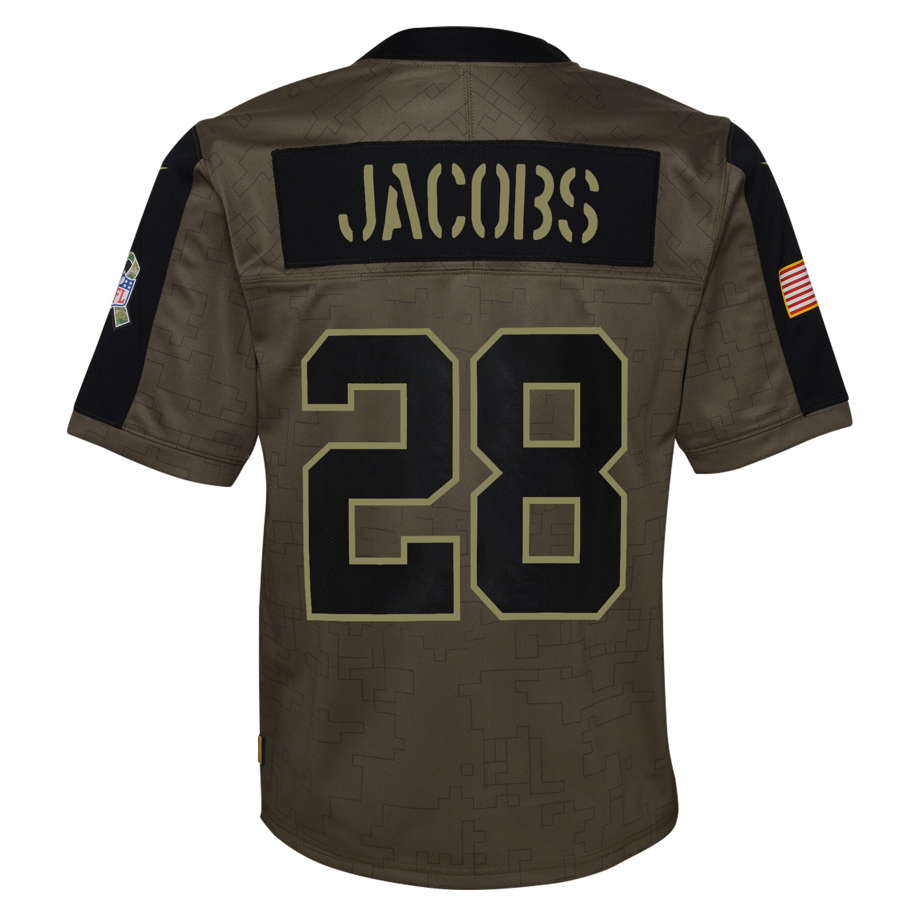 Josh Jacobs Las Vegas Raiders  Youth 2021 Salute To Service Game Jersey - Olive