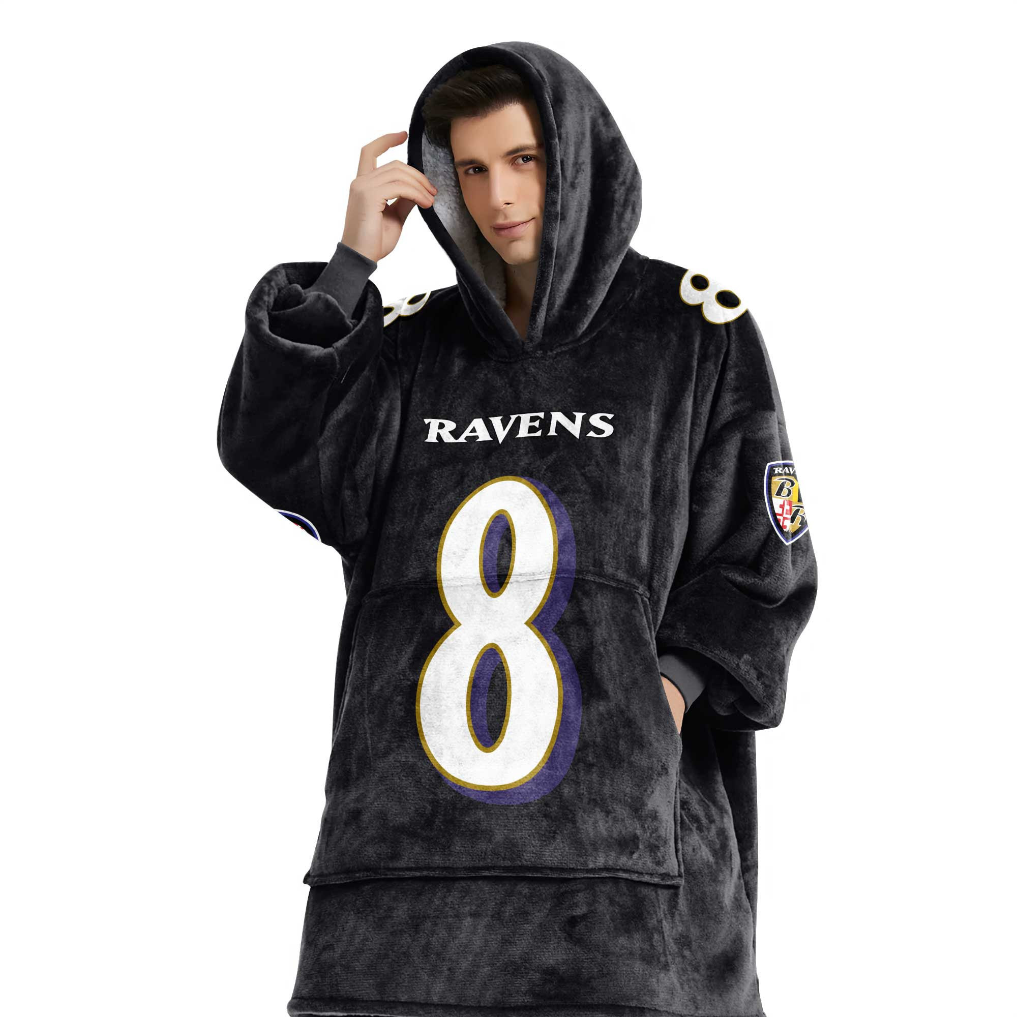 Adult 8 Baltimore Football Unisex Blanket Hoodie