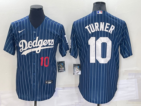Men's  Los Angeles Dodgers #10 Justin Turner Blue Stitched MLB Cool Base Jersey