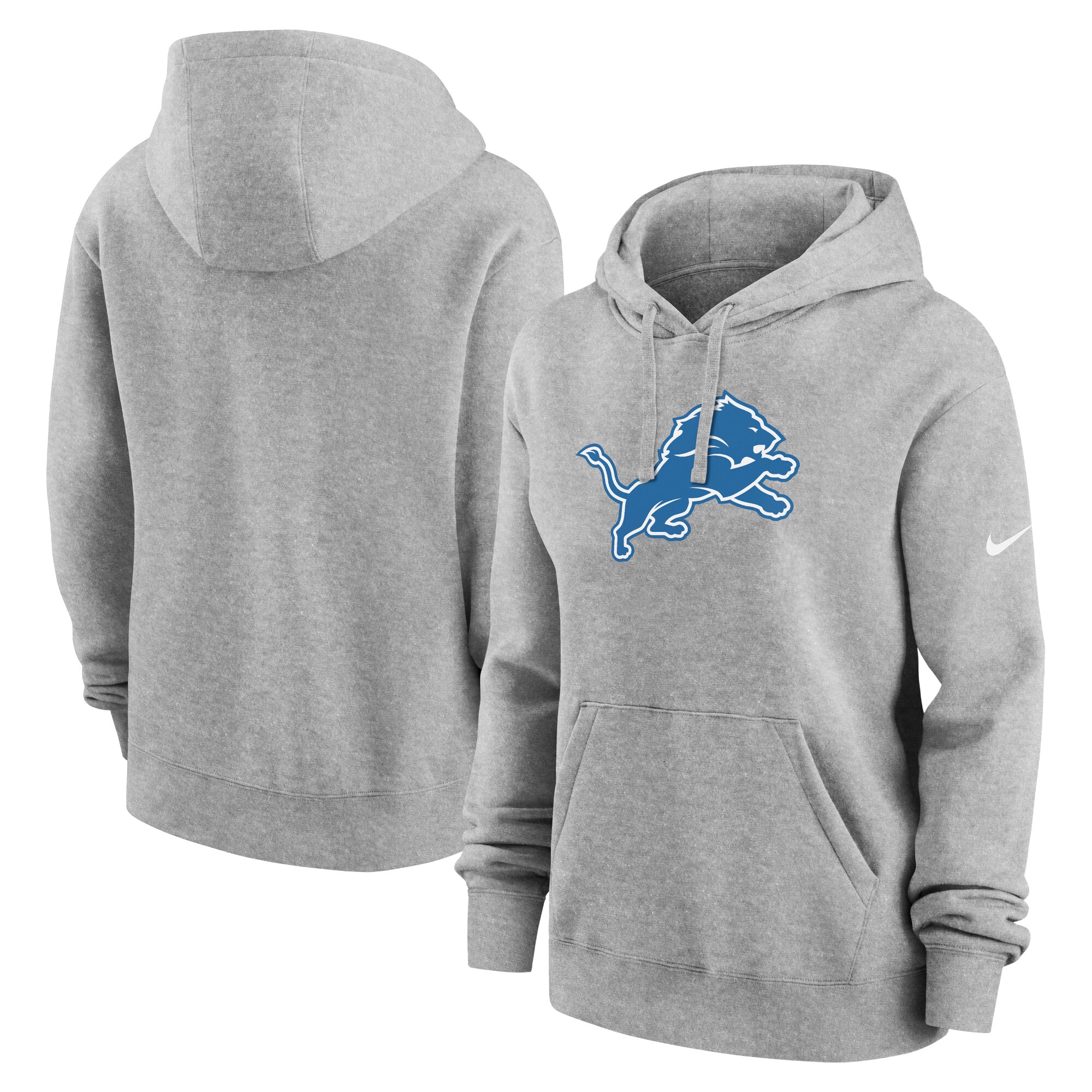 Detroit Lions Women's Club Fleece Pullover Hoodie - Heather Gray