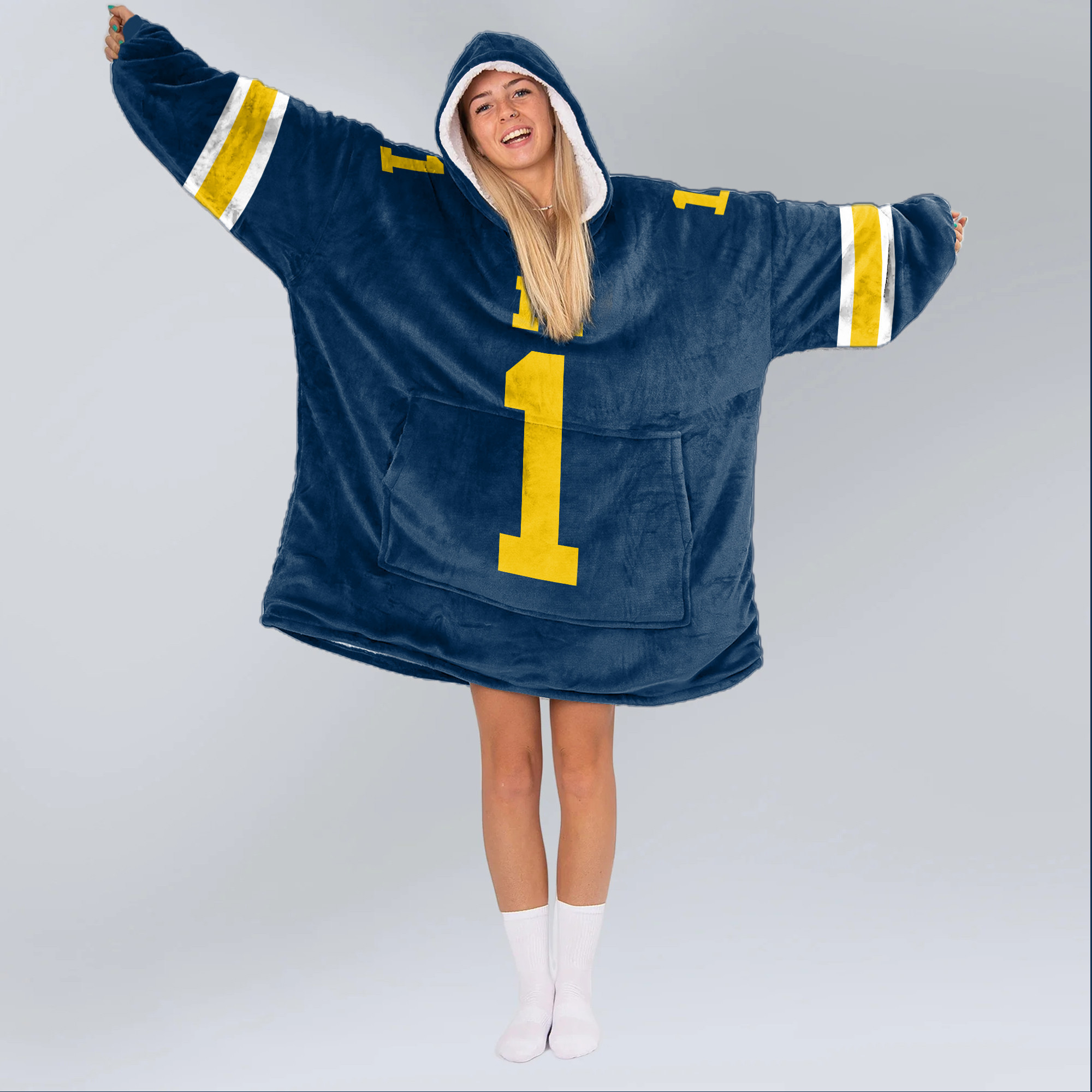 Adult #1 Michigan Football Unisex Blanket Hoodie