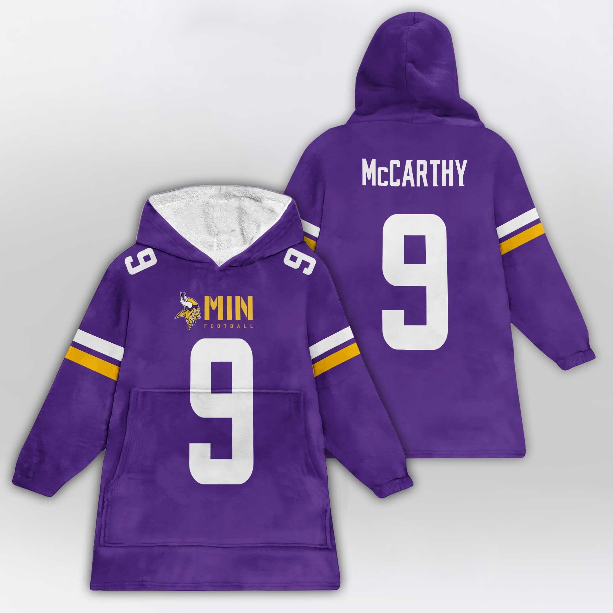 Adult 9 Minnesota Football Unisex Blanket Hoodie