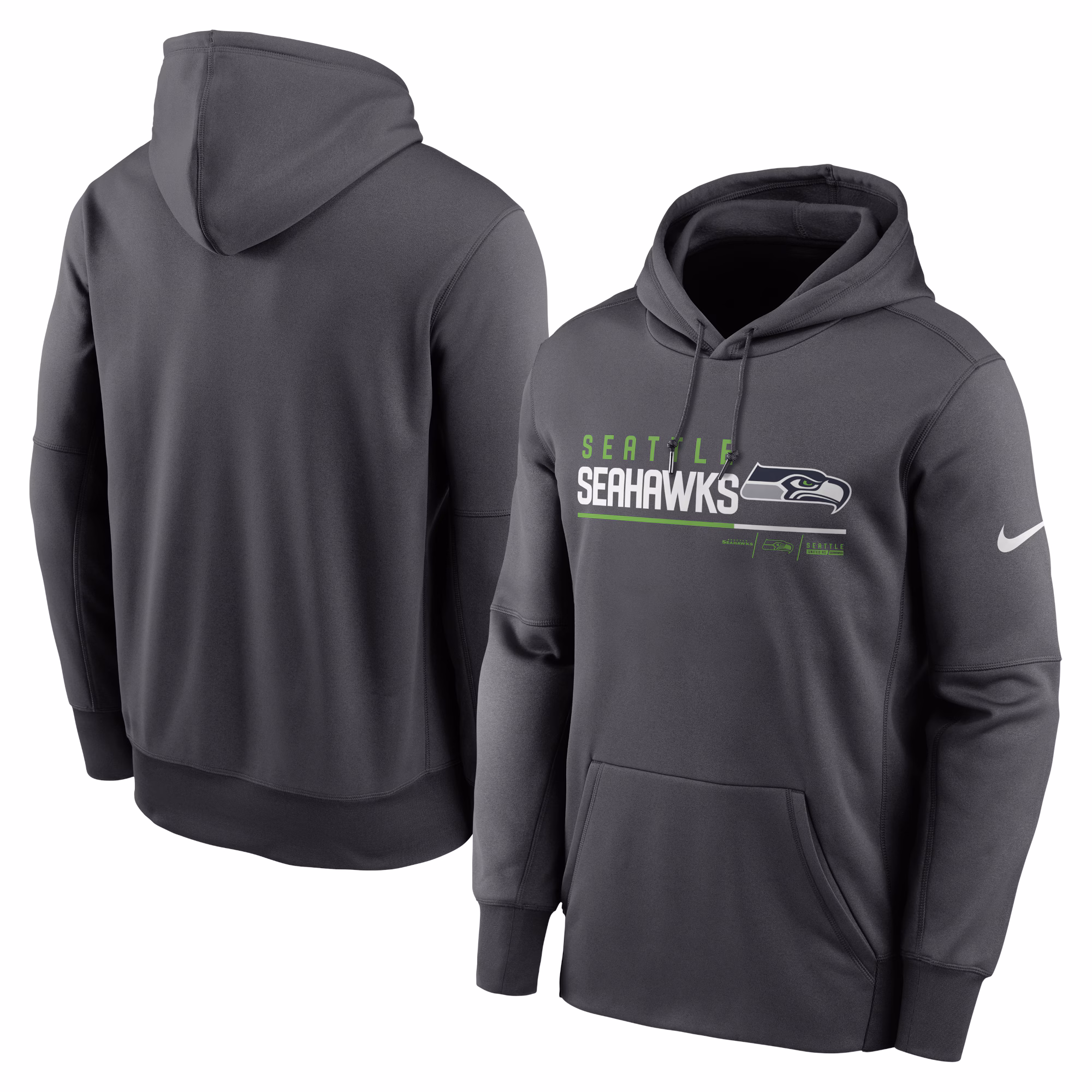Seattle Seahawks Prime Logo Name Split Pullover Hoodie - Anthracite