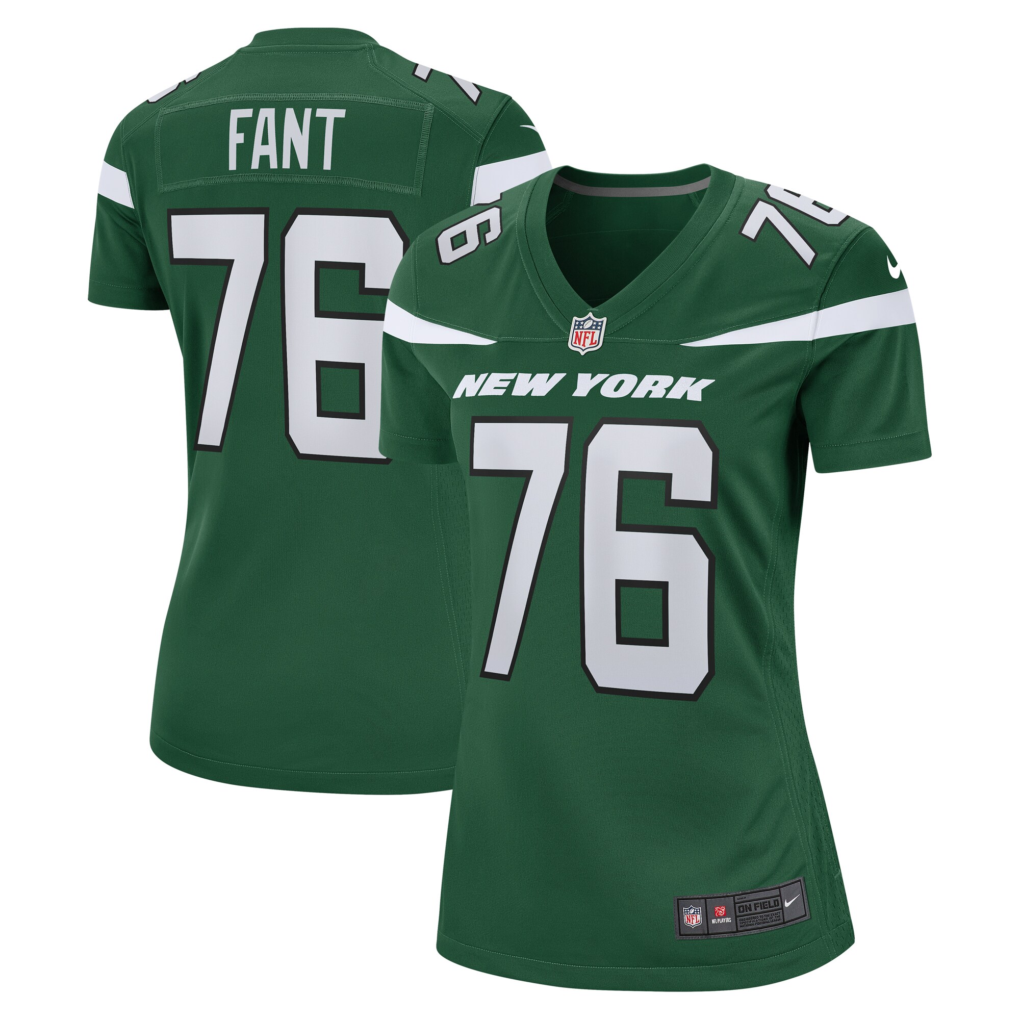 George Fant New York Jets  Women's Game Jersey - Gotham Green