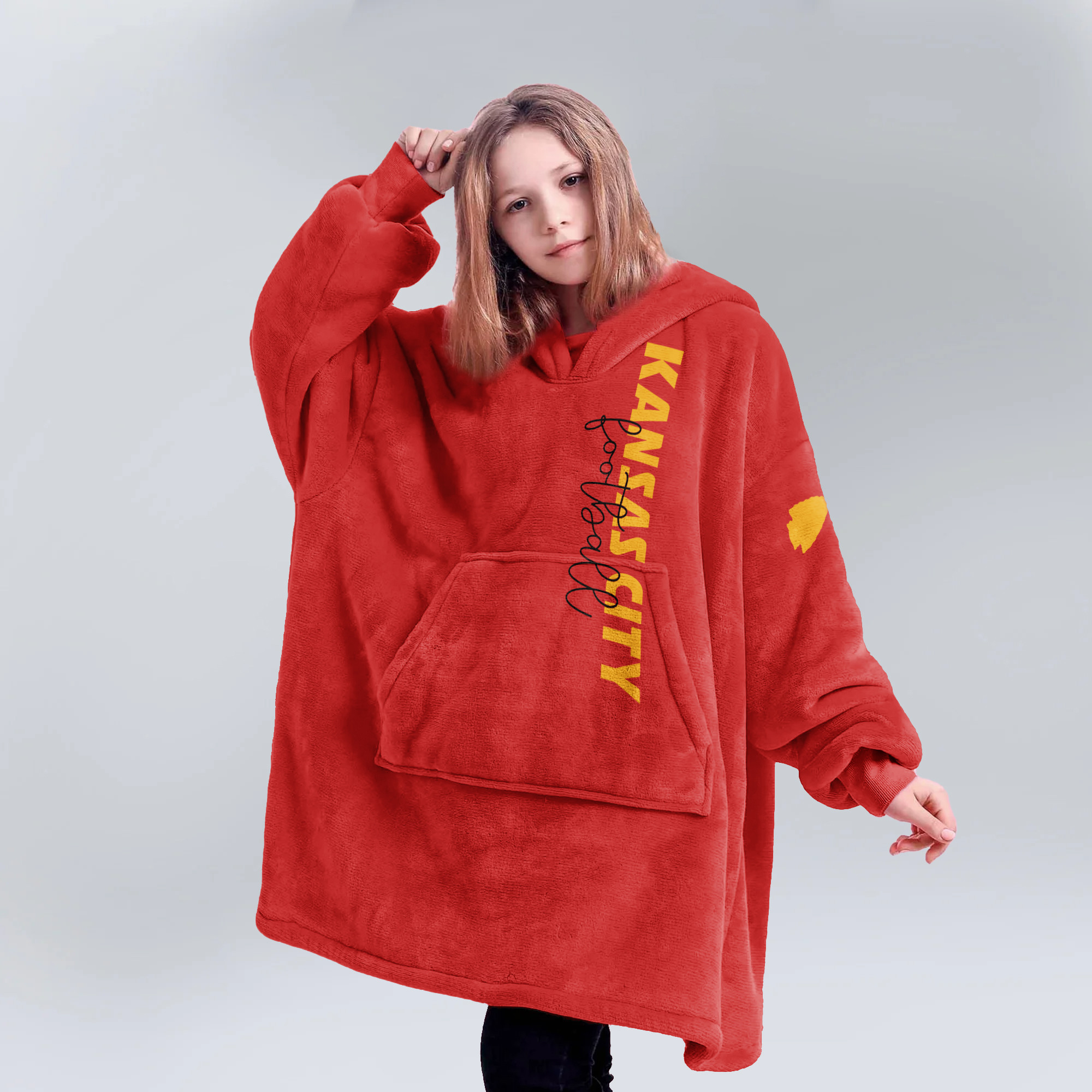 Adult 3 Peat Kansas City Football Unisex Blanket Hoodie