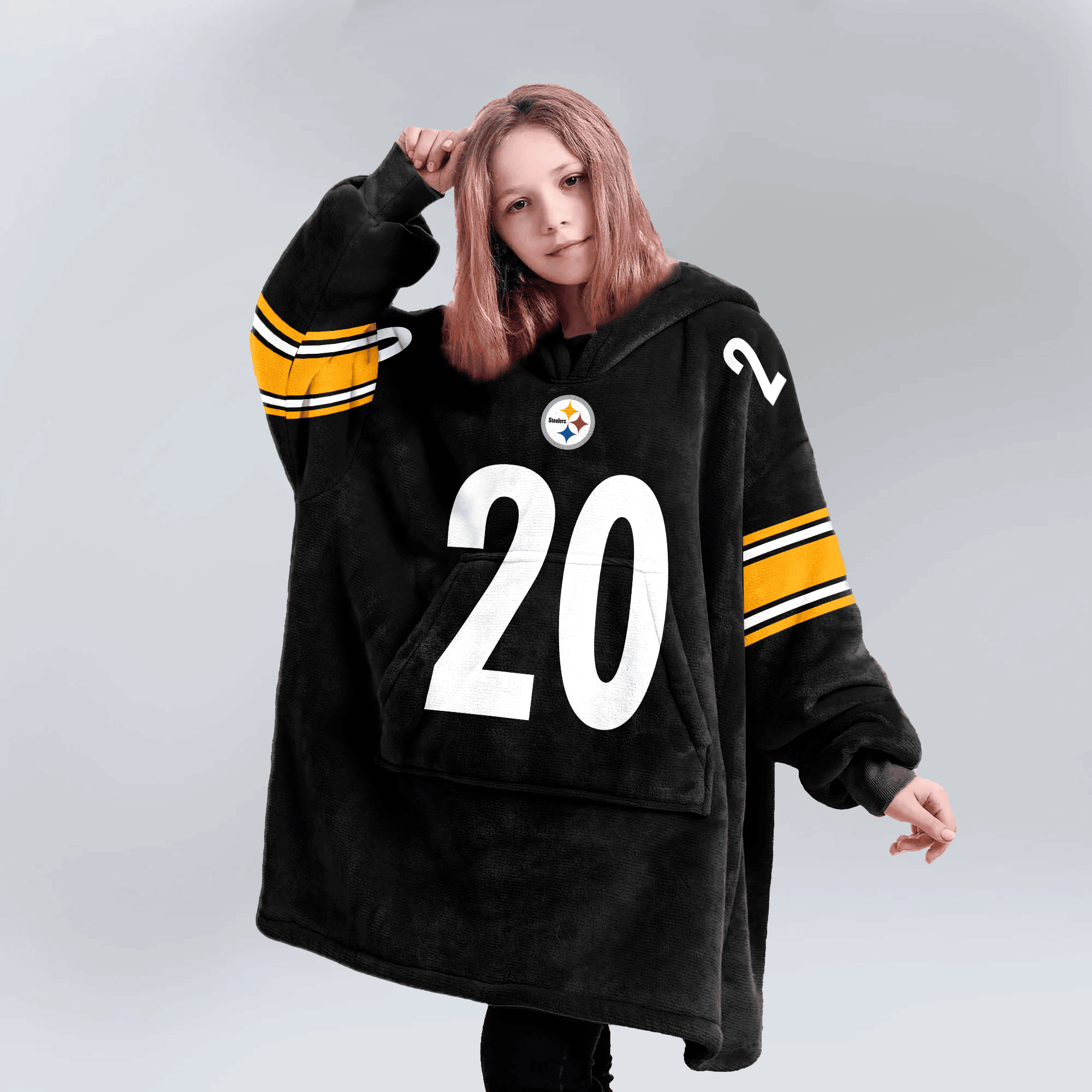 Kid 20 Pittsburgh Football Unisex Blanket Hoodie