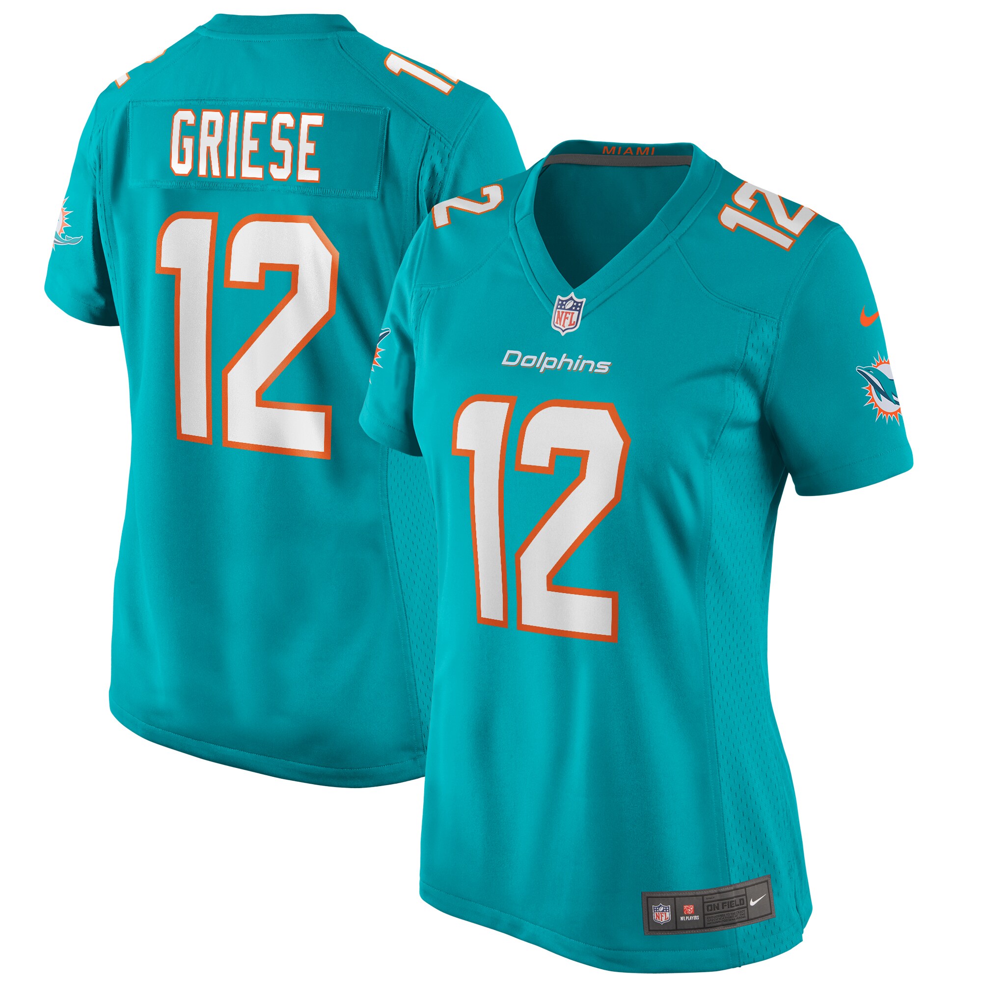 Bob Griese Miami Dolphins Women's Game Retired Player Jersey - Aqua