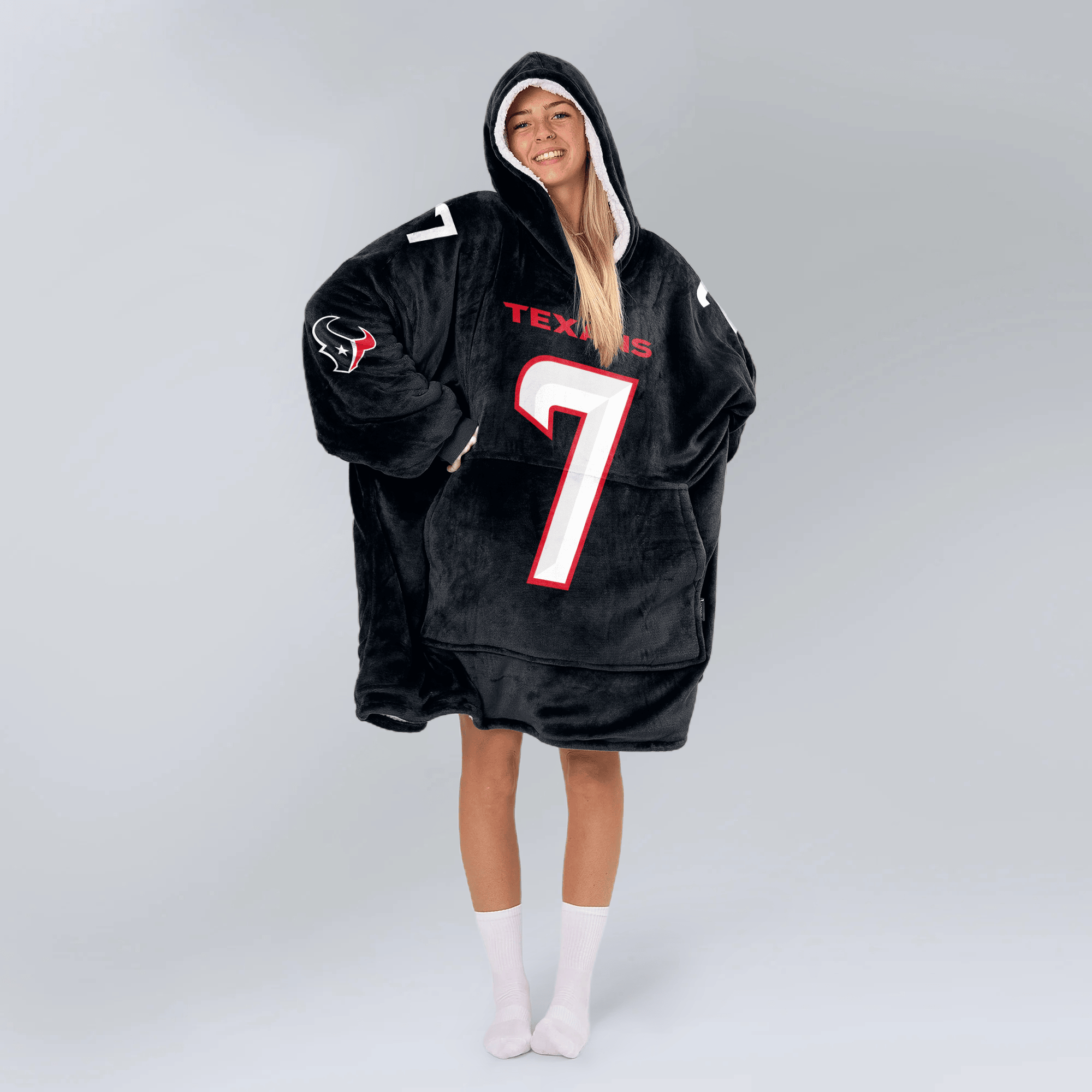 Adult C.J.S 7 Houston Football Unisex Blanket Hoodie