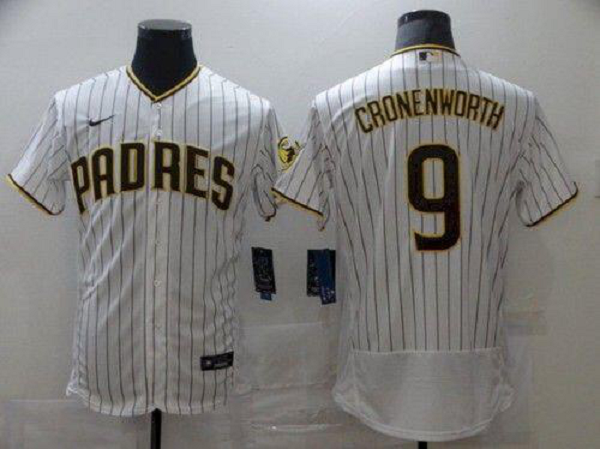 Men's San Diego Padres #9 Cronenworth White Stripe Elite  Mlb Jersey