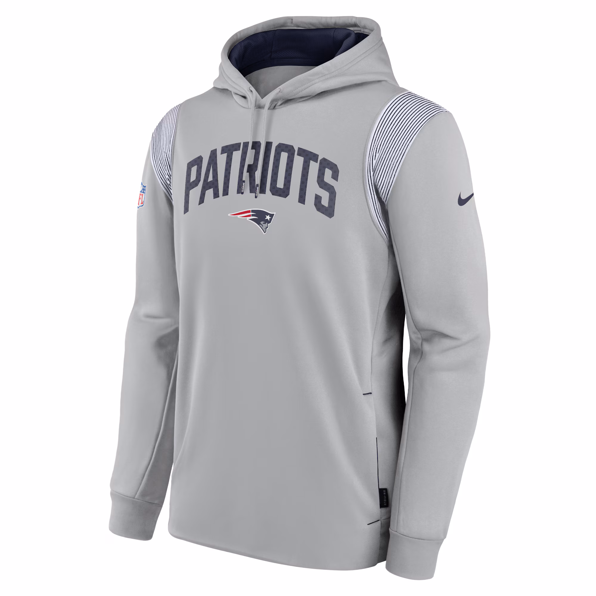 New England Patriots Sideline Athletic Stack Performance Pullover Hoodie - Navy