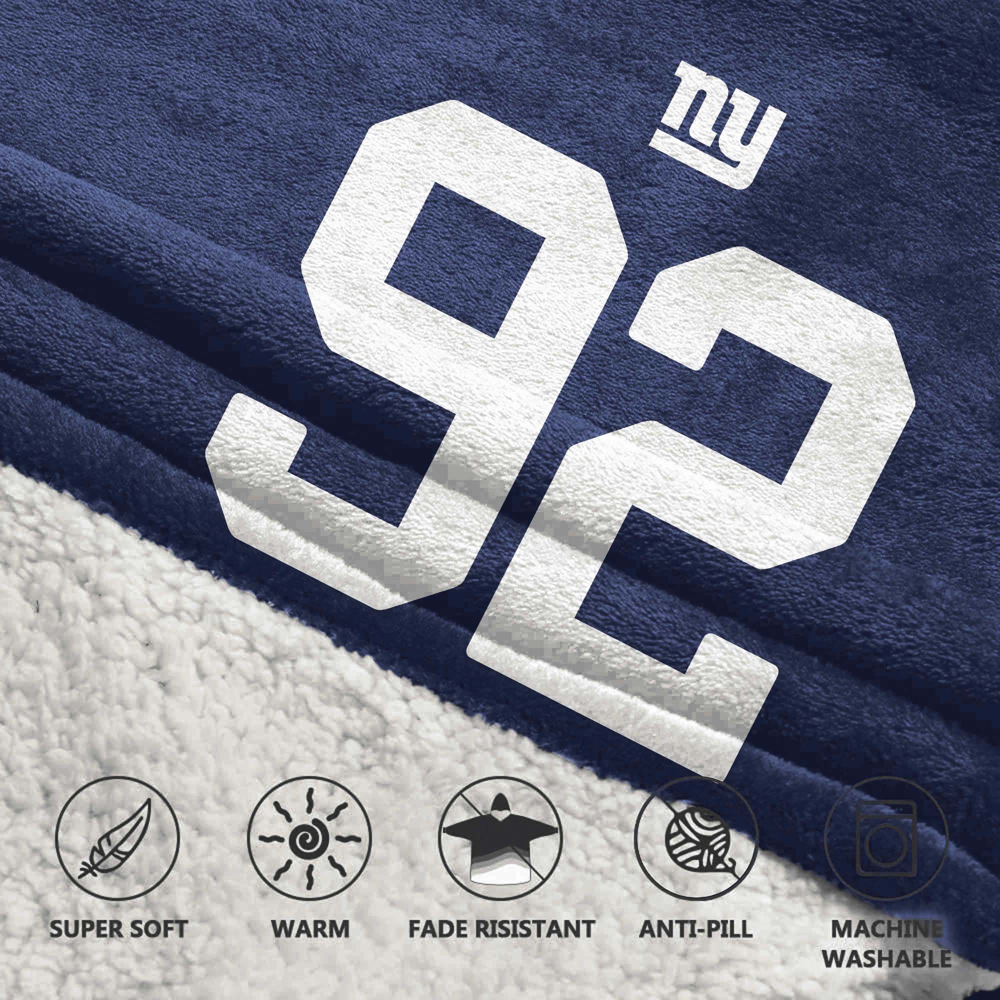 Adult 92 New York G Football Unisex Blanket Hoodie